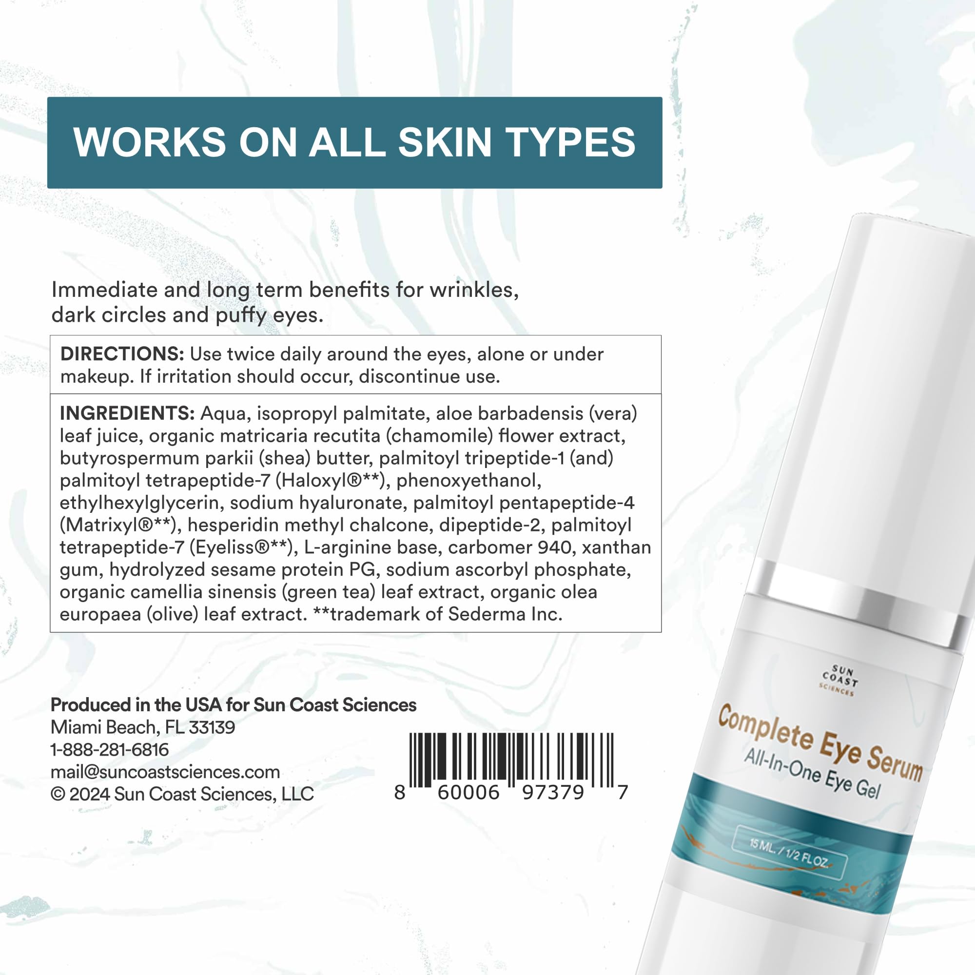 Sun Coast Sciences Complete Eye Serum — Dr. Rosenberg Recommended (Wrinkles, Dark Spots & Bags)