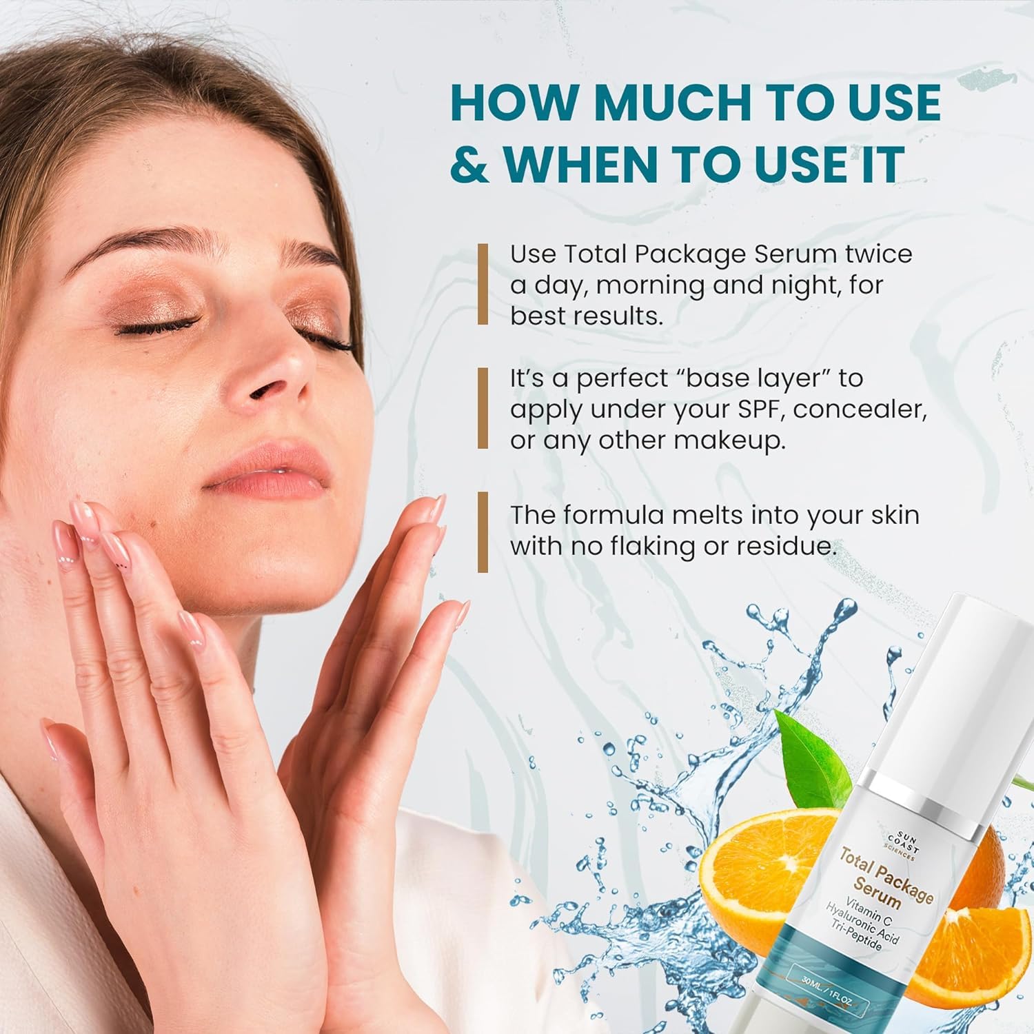 Sun Coast Sciences Total Package Serum – All-In-One Vitamin C + Hyaluronic Acid + Peptides (1 fl oz x6)