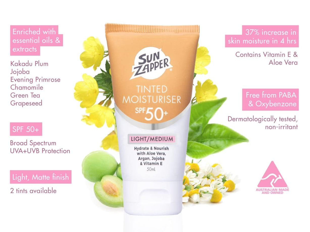 Sun Zapper BB Cream Tinted Sunscreen SPF 50+ – Light/Medium – Made in Australia