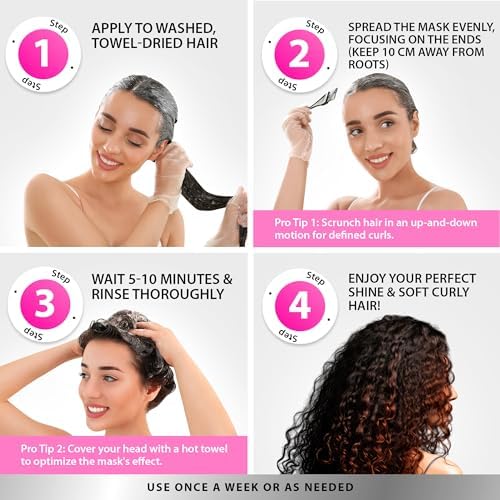 SUNATORIA Curly Hair Mask – Deep Conditioning with Argan & Keratin (8.5 fl oz) for Dry, Damaged, Wavy & Frizzy Hair