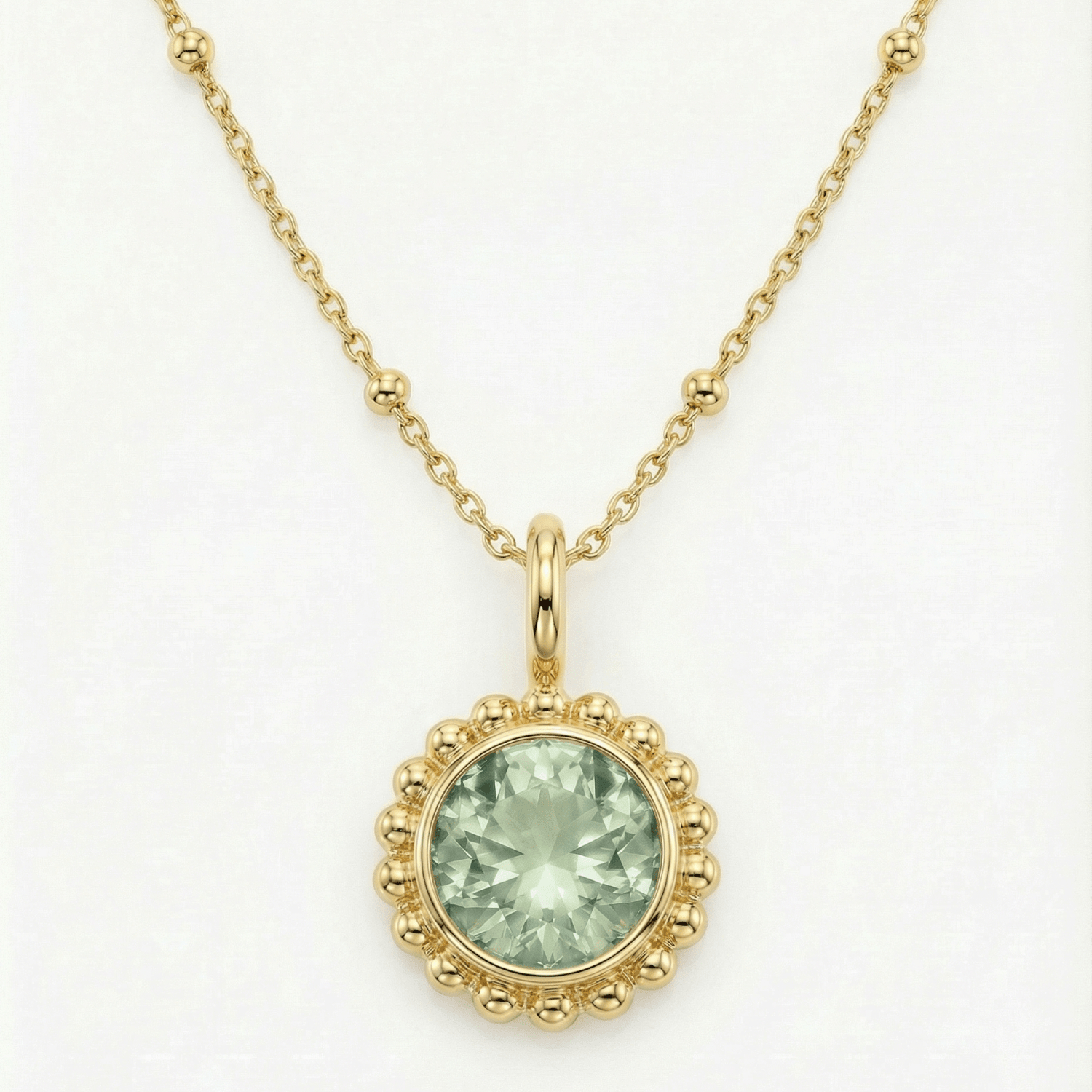 Sunburst Necklace - Green Quartz in Gold or Silver