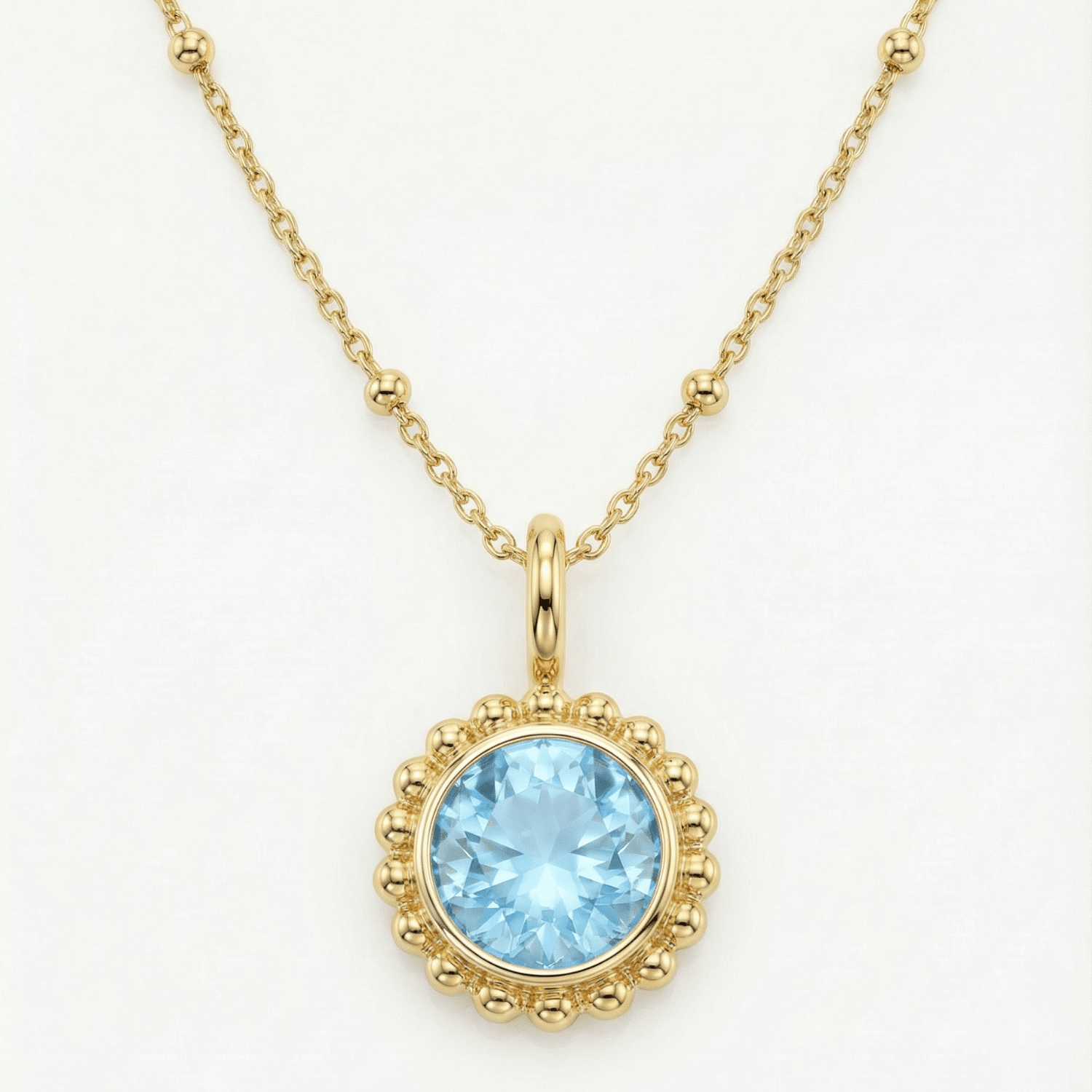 Sunburst Necklace - Sky Blue Topaz in Gold or Silver