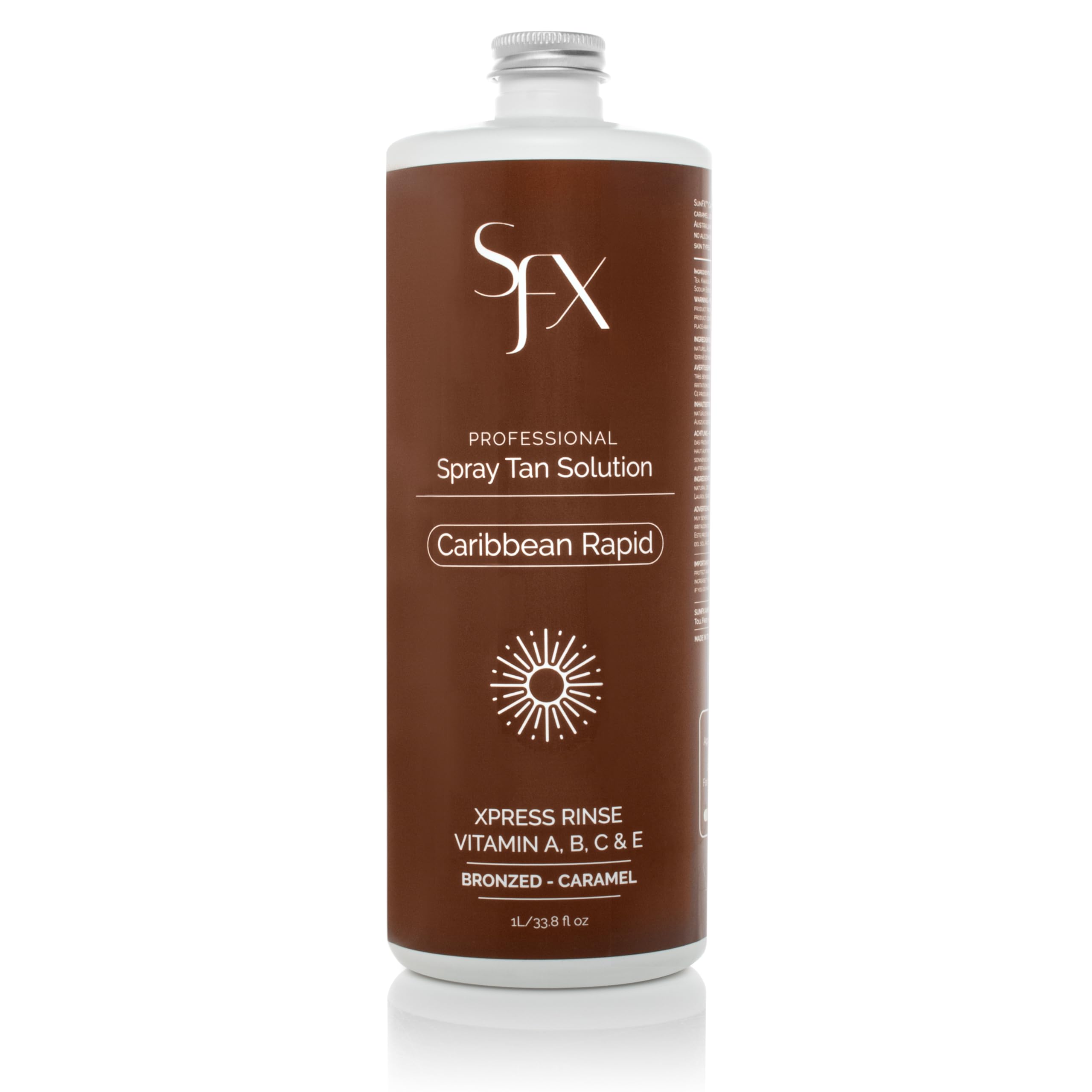 SunFX Caribbean Rapid - All-Natural Spray Tanning Solution for Dark Summer (1L | 33.8 oz)