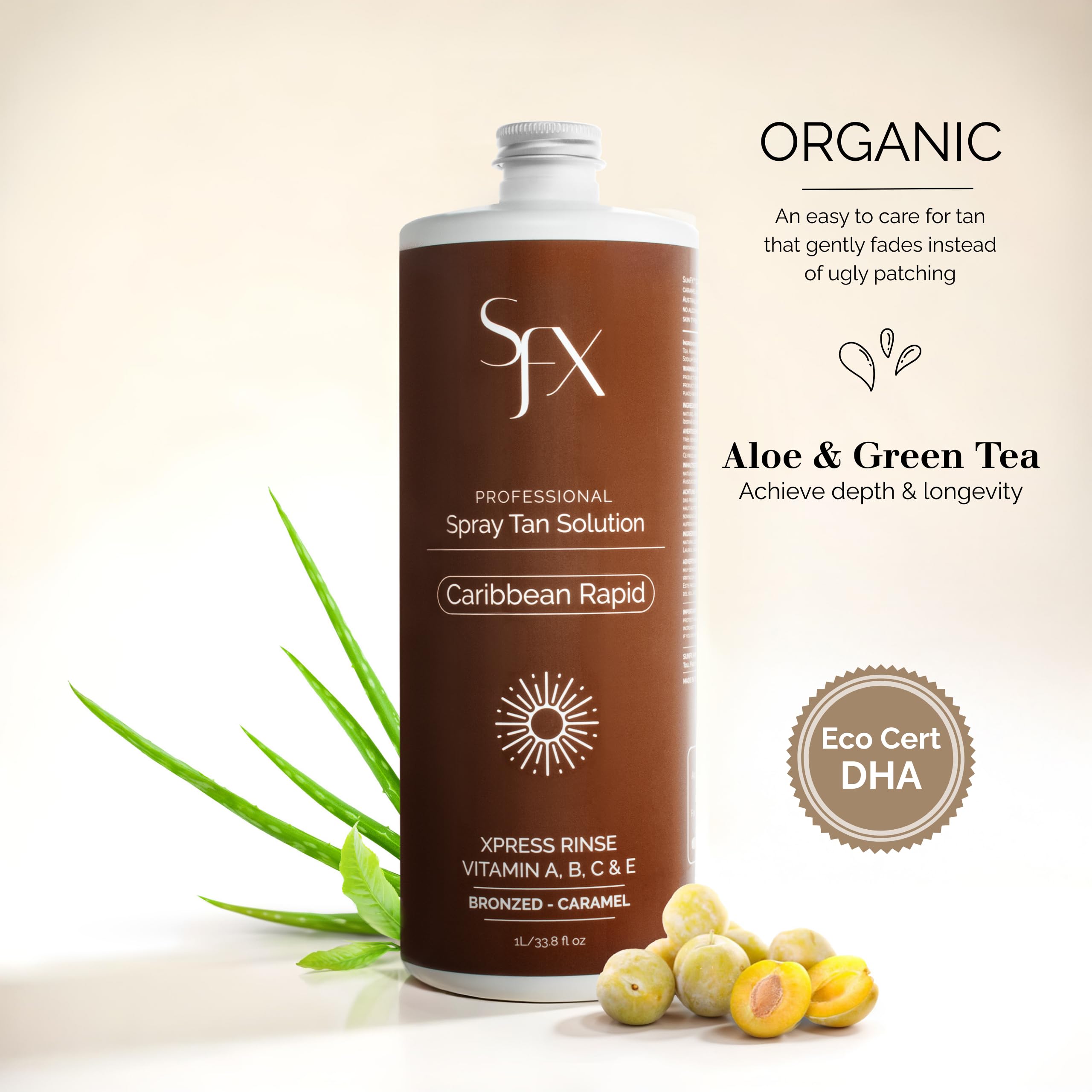 SunFX Caribbean Rapid - All-Natural Spray Tanning Solution for Dark Summer (1L | 33.8 oz)