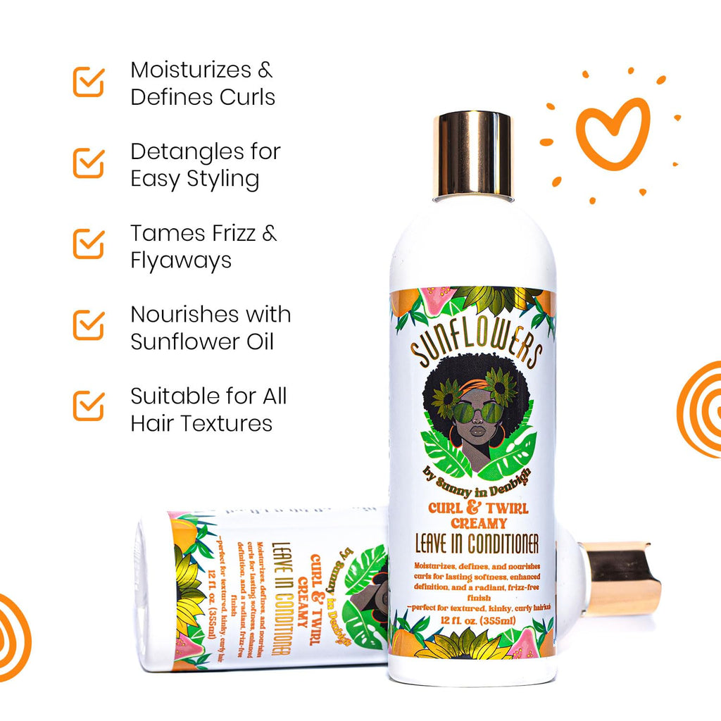 Sunny in Denbigh Sunflowers Curl & Twirl Leave-In Conditioner | Detangle, Define, Moisturize