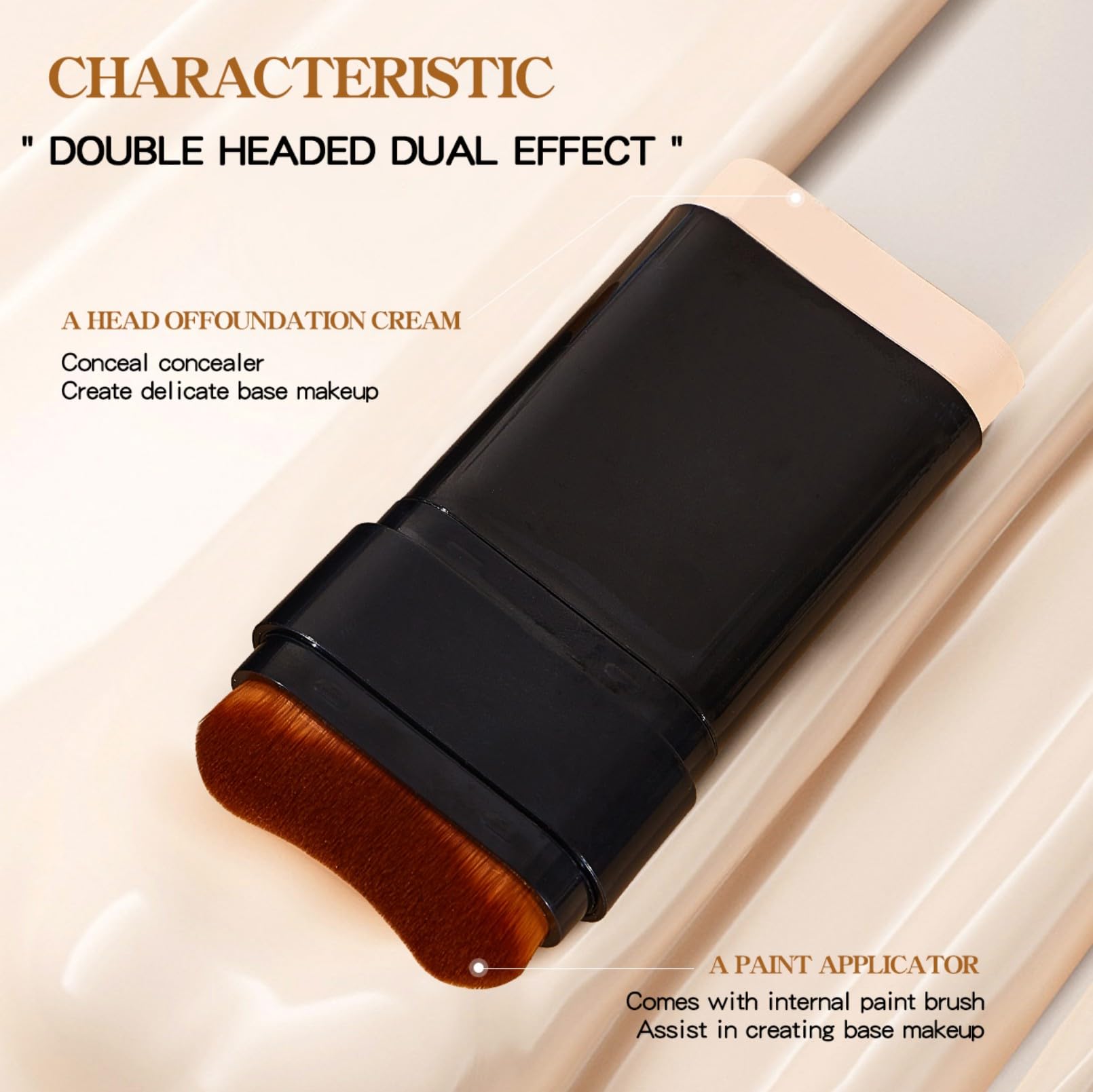 Sunohyesla Korean Dual Ended Foundation Stick with Brush | 2-in-1 Concealer & Contour, Hydrating & Long-Wear