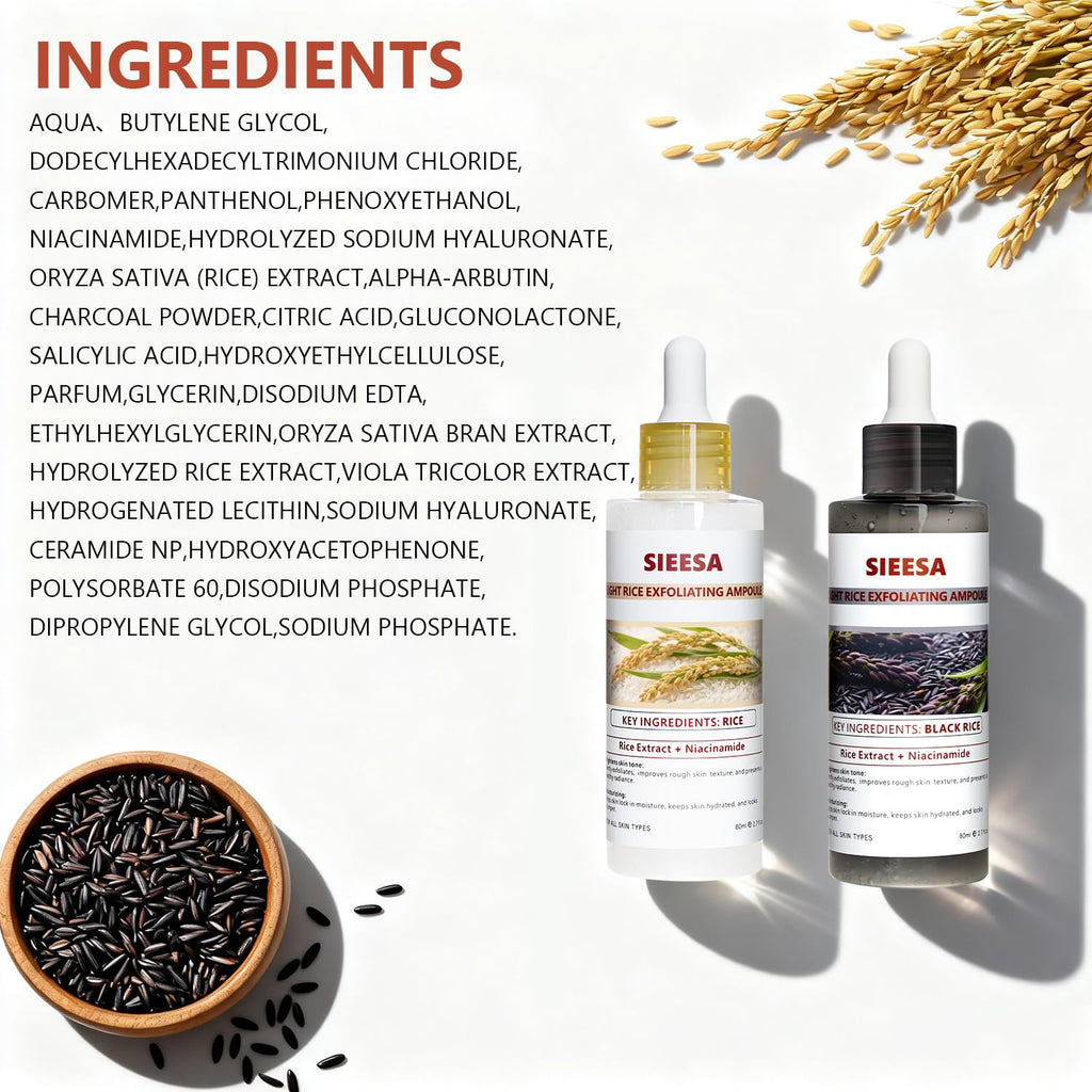 Sunohyesla Rice Peel Shot Glow Duo – White & Black Rice Exfoliant for Gentle Pore Cleansing