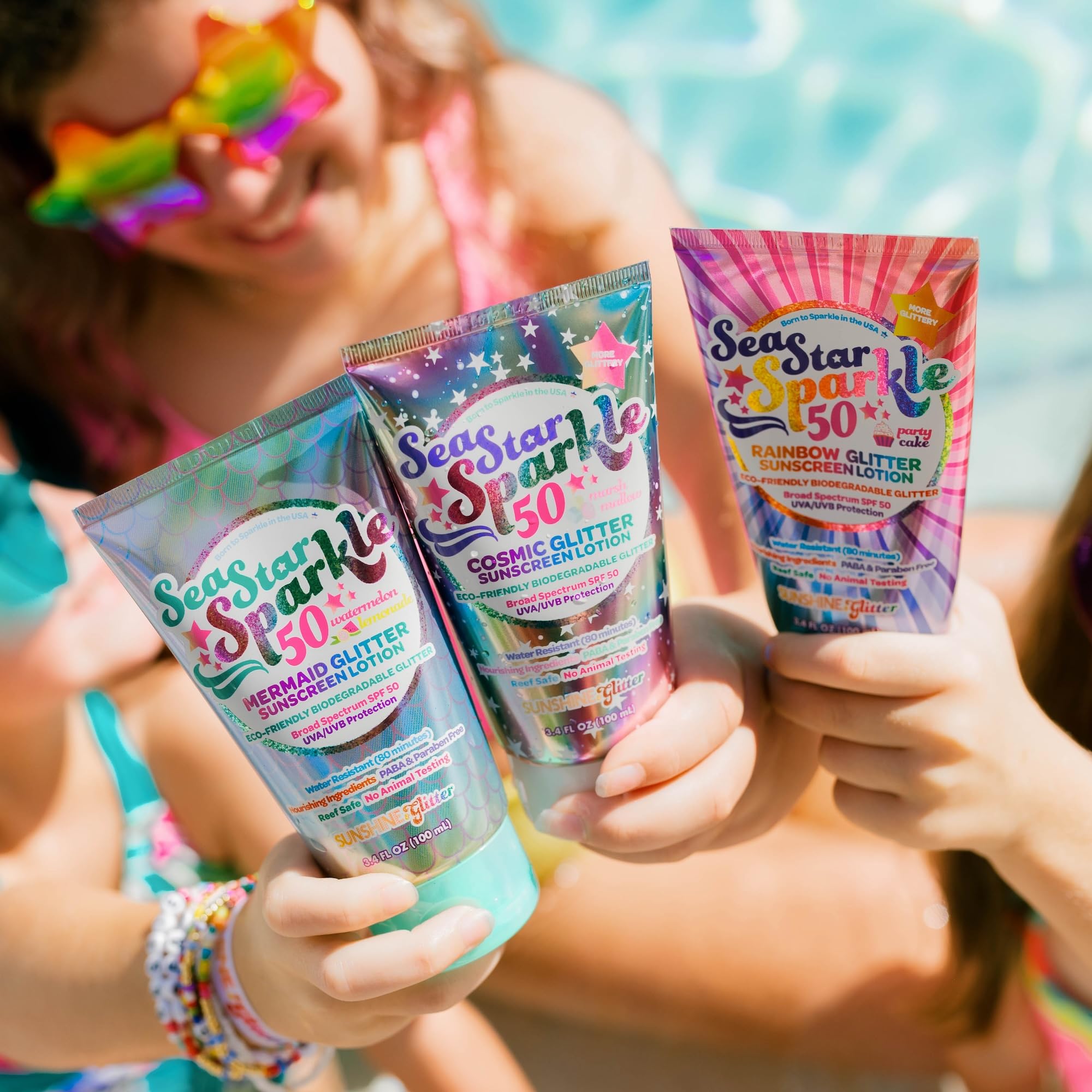 Seastar Sparkle SPF 50 Glitter Sunscreen Lotion for Kids – Biodegradable Glitter, Water-Resistant, Made in USA 3.4oz