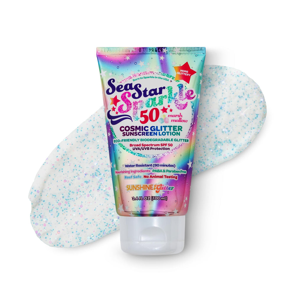 Seastar Sparkle SPF 50 Glitter Sunscreen Lotion for Kids – Biodegradable Glitter, Water-Resistant, Made in USA 3.4oz