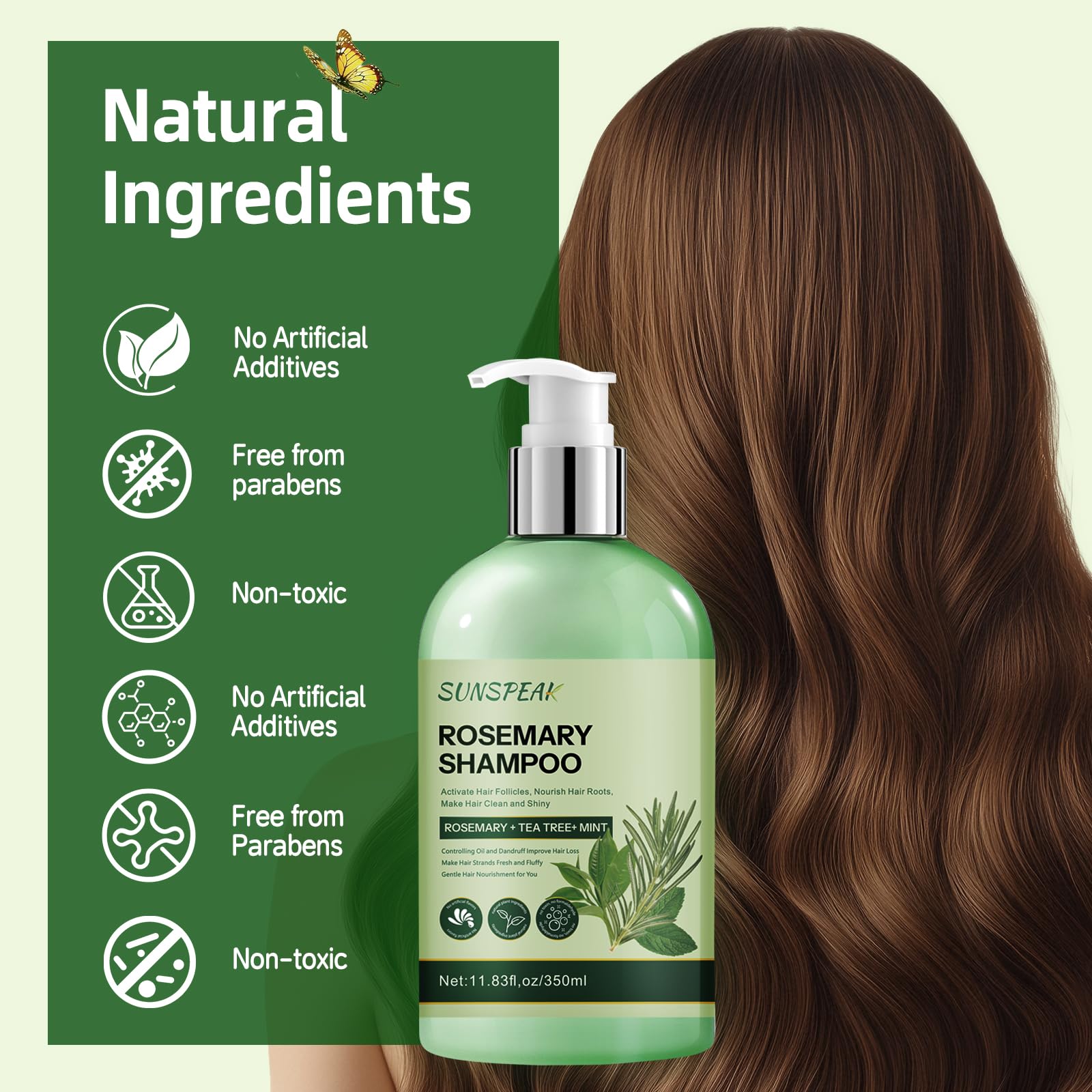 Sunspeak Rosemary Shampoo for Hair Growth – Thickening & Regrowth with Biotin & Tea Tree