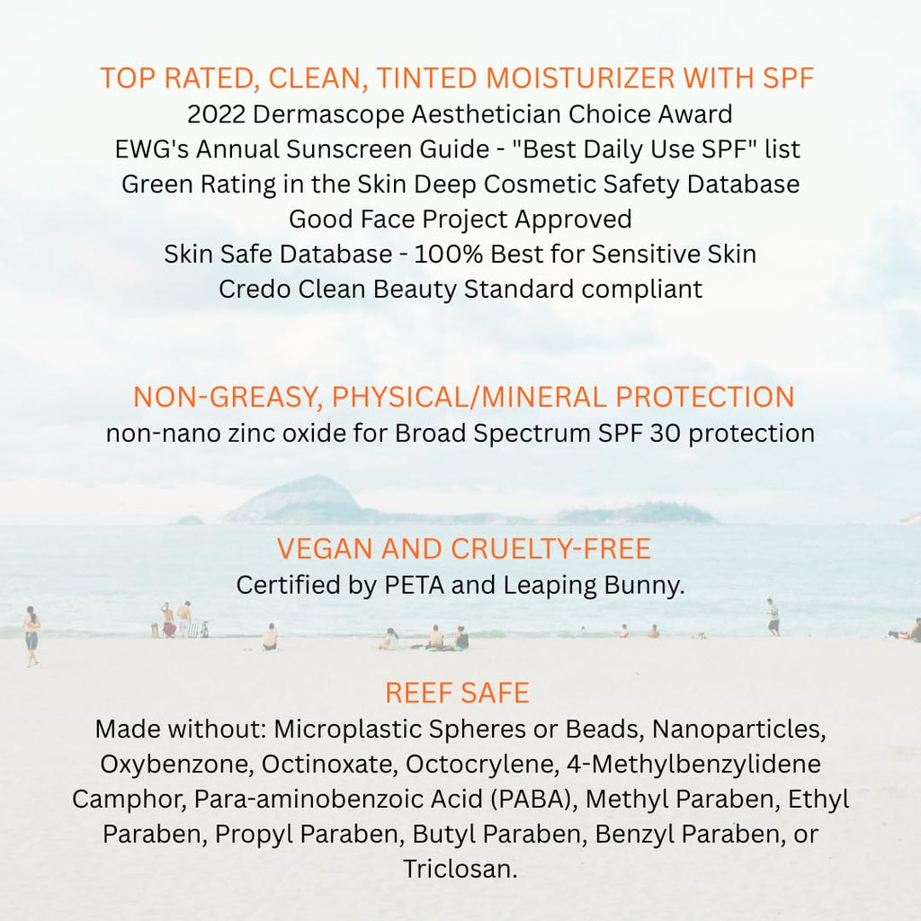 Suntegrity Tinted 5 in 1 Mineral Sunscreen SPF 30 for Face - Light | Physical UVA/UVB Protection | Safe for Sensitive Skin