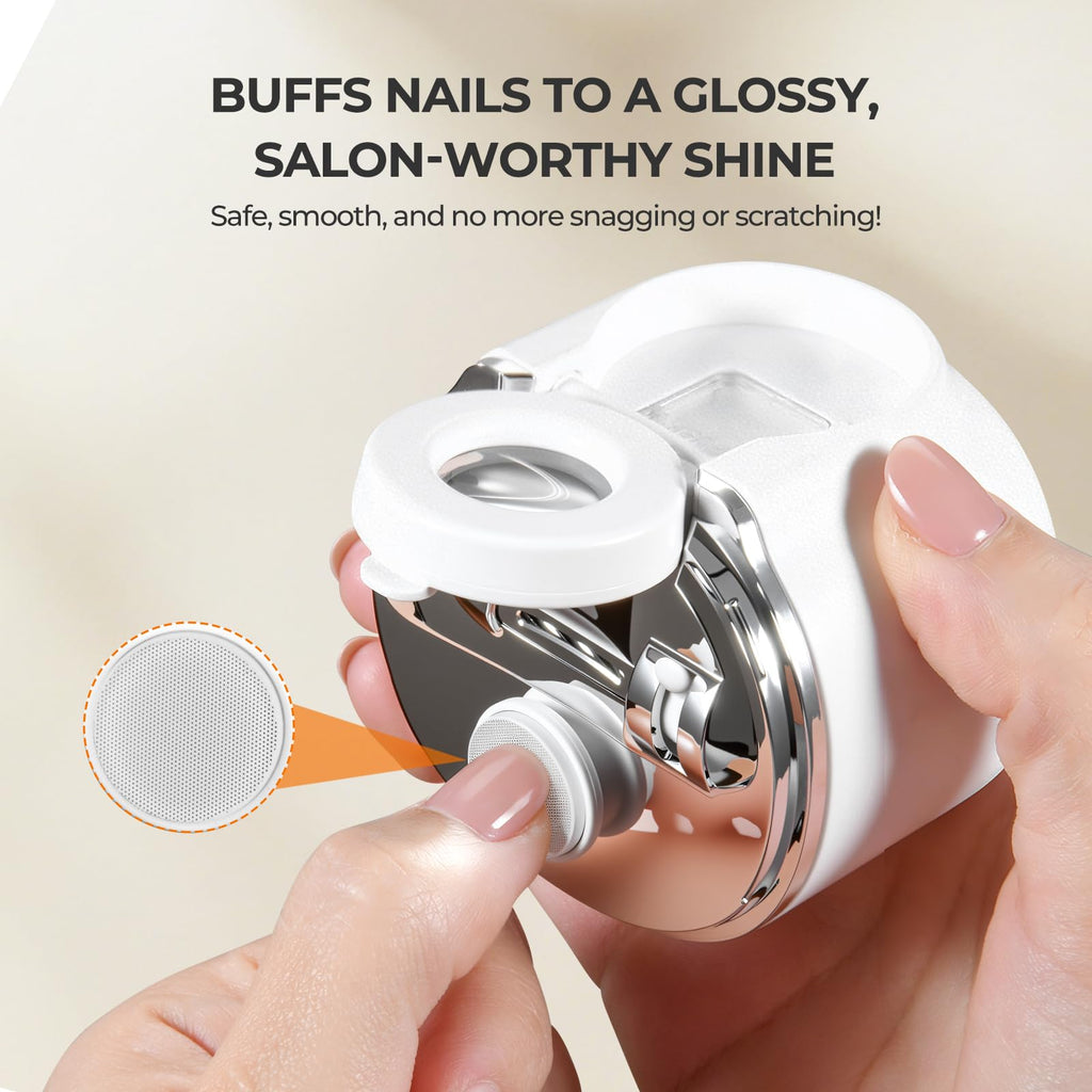 Suntony 2-in-1 Electric Nail Clipper & Baby Nail Trimmer - USB Rechargeable, Magnifier, 3-Speed Gears, LED Light, Storage Box | 90-Min Runtime