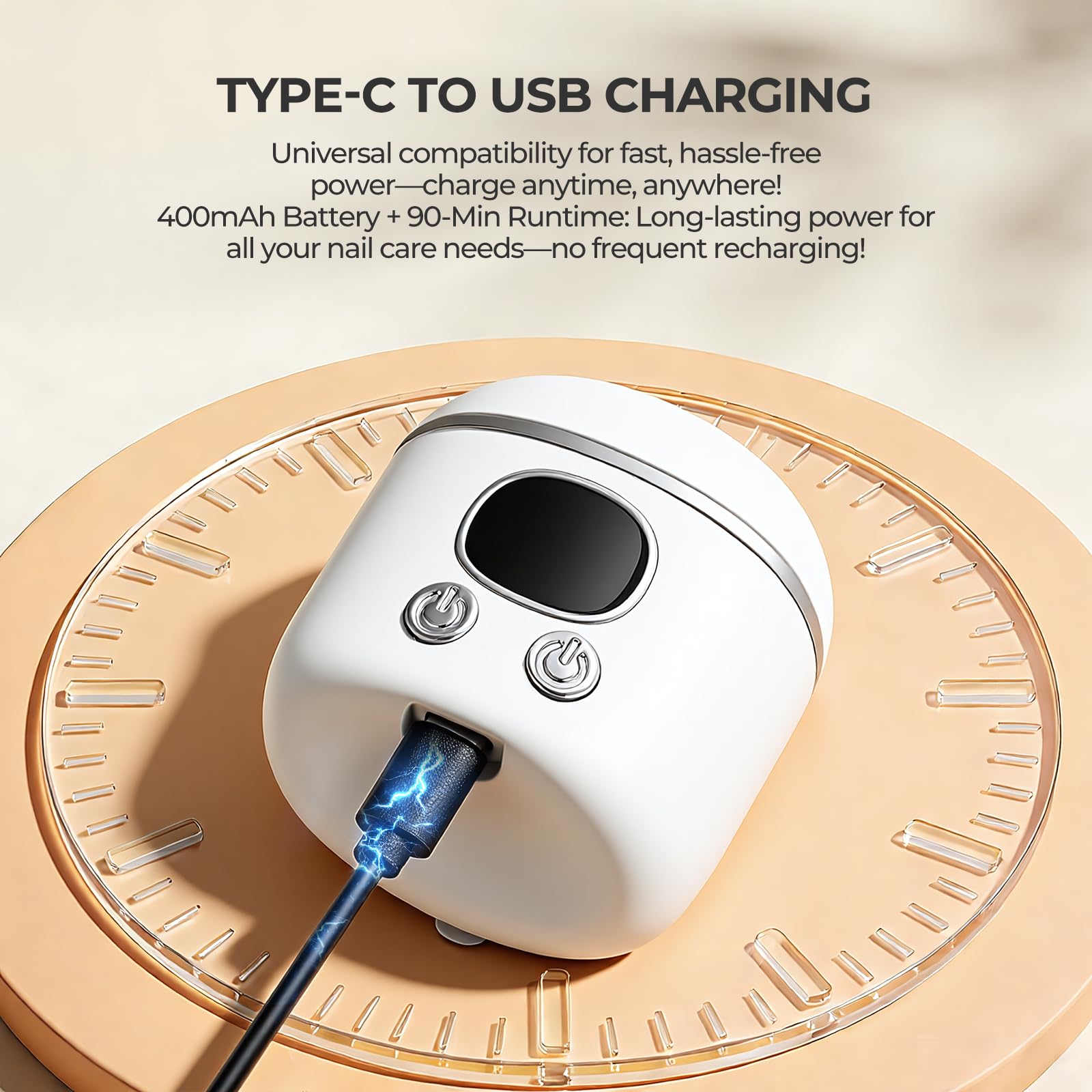 Suntony 2-in-1 Electric Nail Clipper & Baby Nail Trimmer - USB Rechargeable, Magnifier, 3-Speed Gears, LED Light, Storage Box | 90-Min Runtime