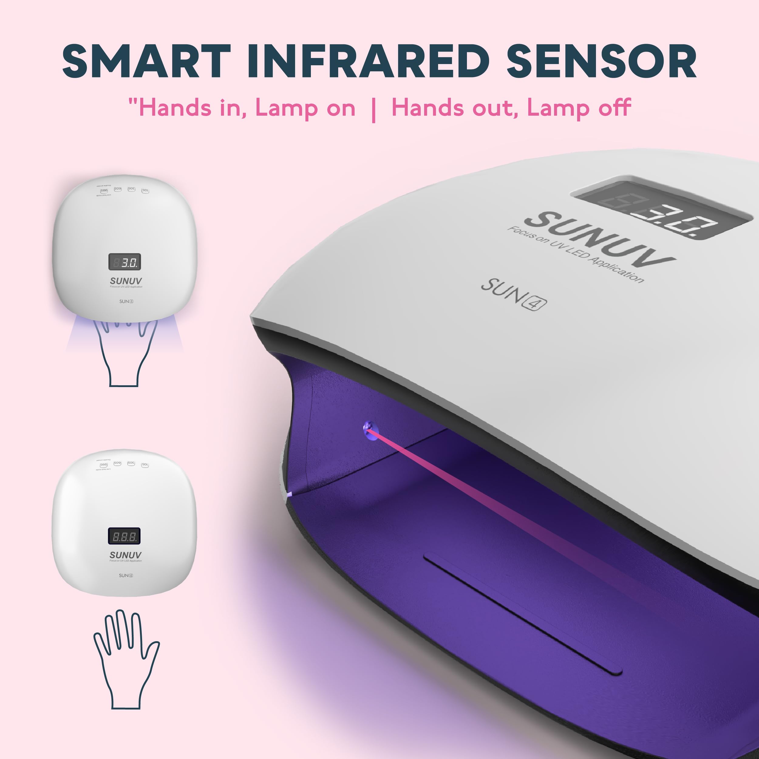 SUNUV SUN4 UV/LED Nail Lamp – 36 LEDs, 4 Timers, LCD Display | Home Salon