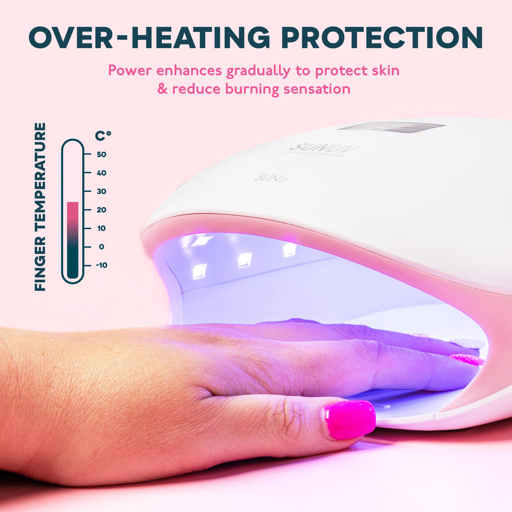SUNUV SUN4S Pink LED UV Nail Light – 4 Timer Settings, LCD Display, Removable Base