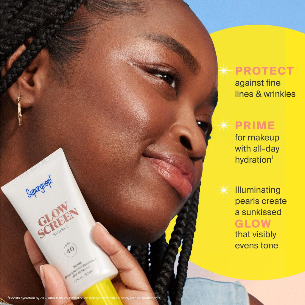 Supergoop! Glowscreen SPF 40 Sunset — Deep Bronze Glow, 1.7 fl oz | Hydrating Glow Primer & Tinted Sunscreen