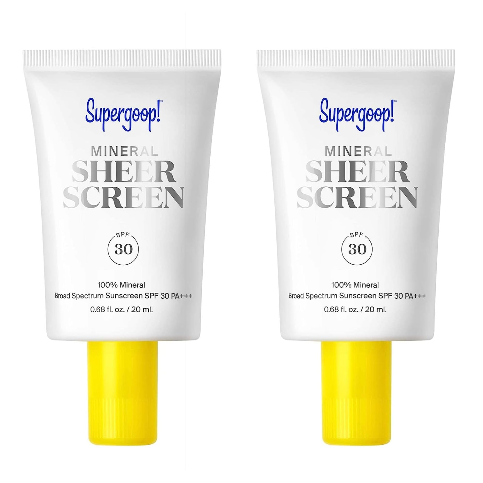 Supergoop! Mineral Sheerscreen SPF 30 PA+++ - Pack of 2 | Mineral Sunscreen + Primer | Satin Finish | Blue Light Filtering