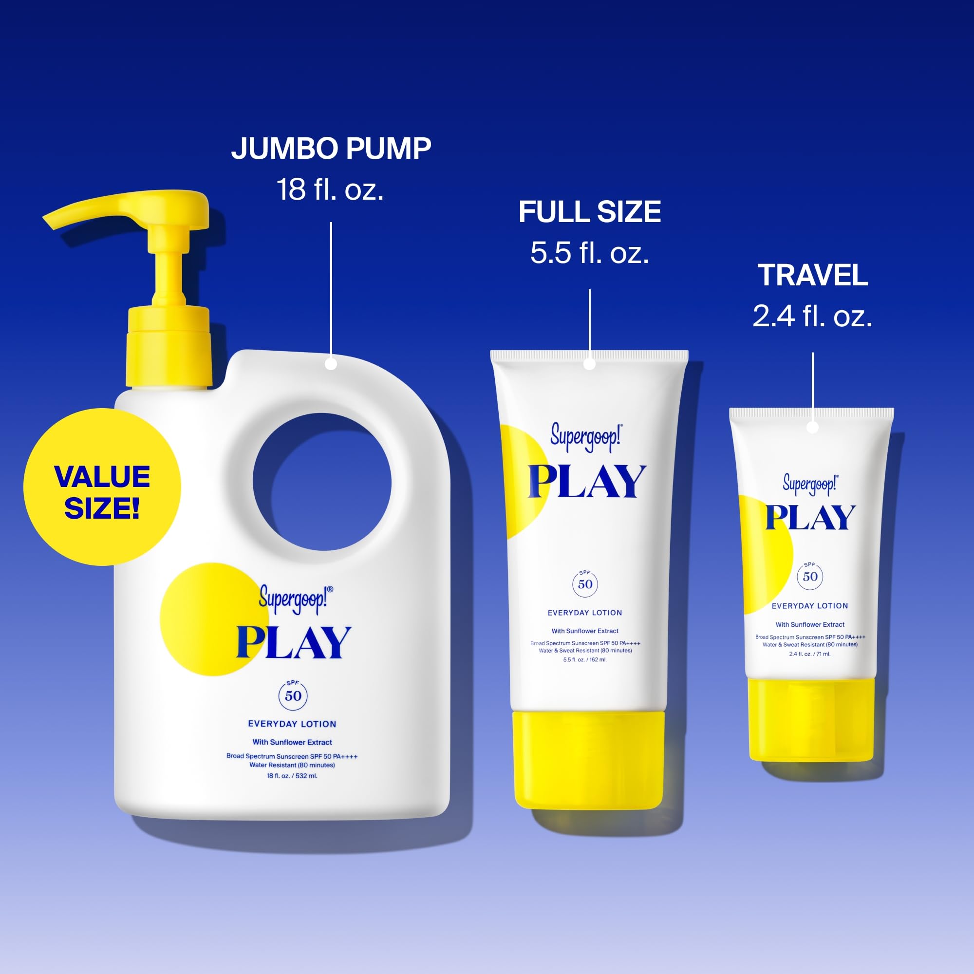 Supergoop! PLAY Everyday Lotion SPF 50 – Broad Spectrum Sunscreen for Body & Face, 18 oz, 2-Pack
