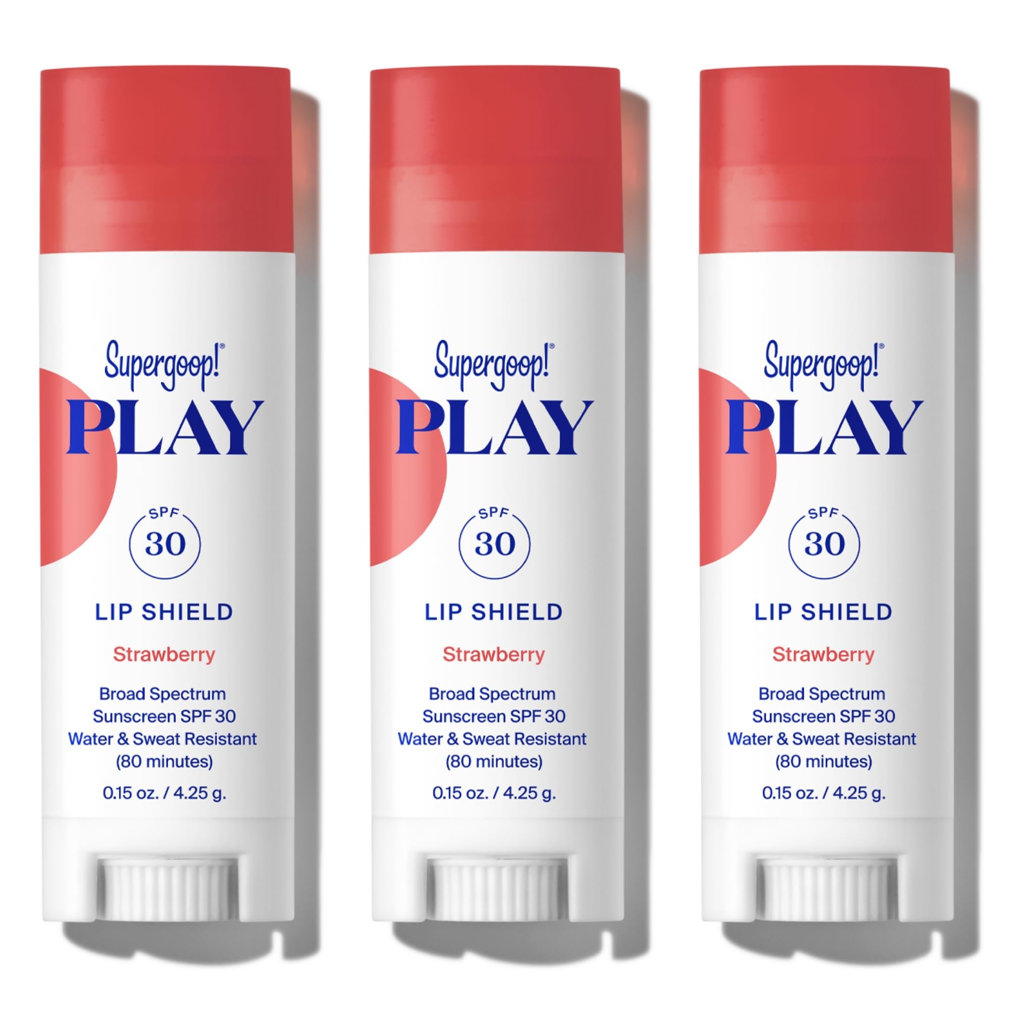 Supergoop! PLAY Lip Shield SPF 30 Strawberry — 3-Pack Lip Balm