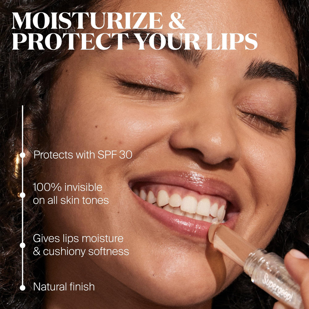 Supergoop! Unseen Lip Balm SPF 30 — Invisible, Lightweight UV Lip Protector (0.12 oz)