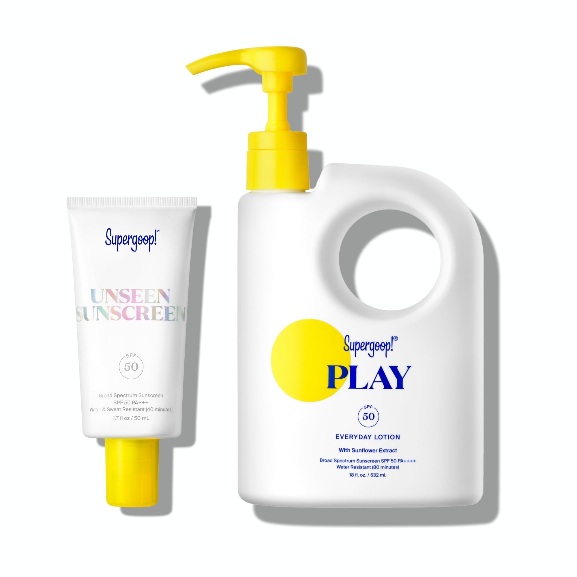 Supergoop! Unseen Sunscreen SPF 50 + PLAY Everyday Lotion SPF 50 Bundle – Broad Spectrum Face & Body Sunscreen for Sensitive Skin