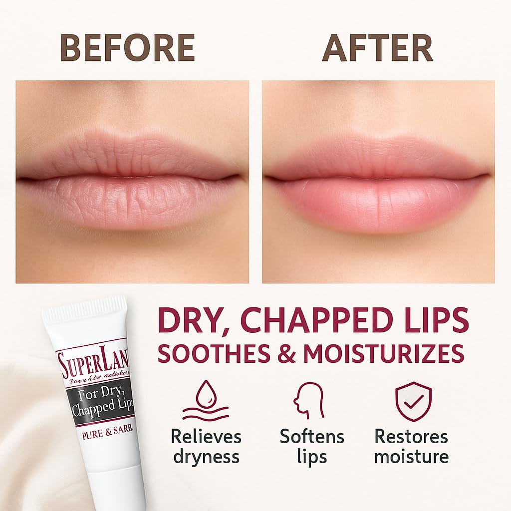 Superlan Organic Lanolin Lip Balm Mint Flavor – Hydrating Lip Repair (0.35 Oz)