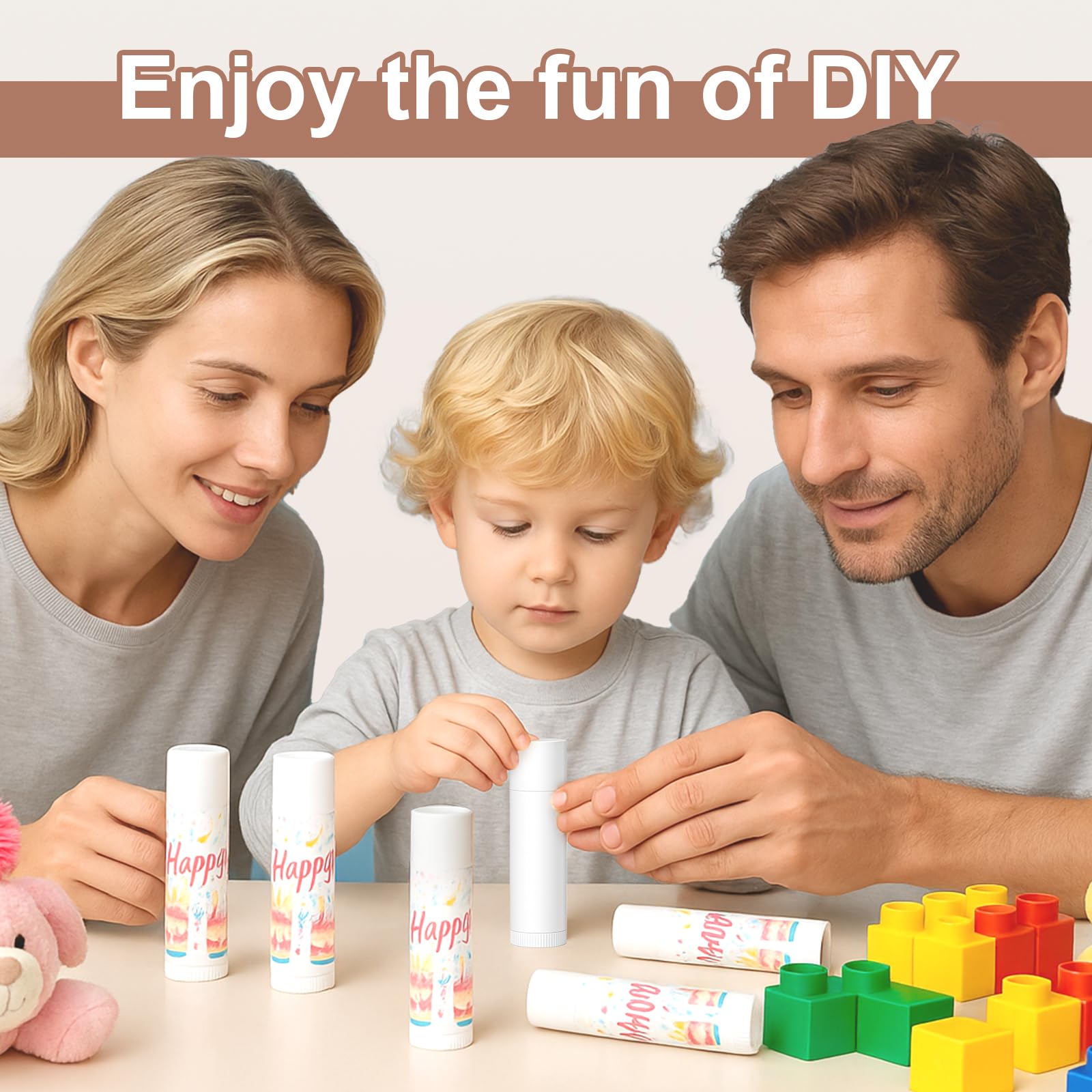 SUPERSUN Lip Balm Bulk 50 Pack – Unlabeled Tubes, 5 Flavors, Gift & Event Favors