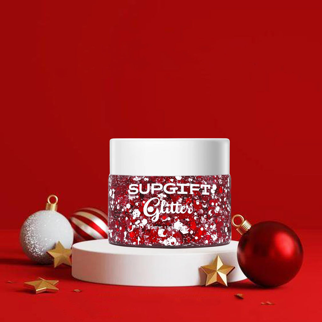 SUPGIFT Christmas Glitter Gel – 4 Colors, 8.5oz, Holographic Mermaid Iridescent Sequins