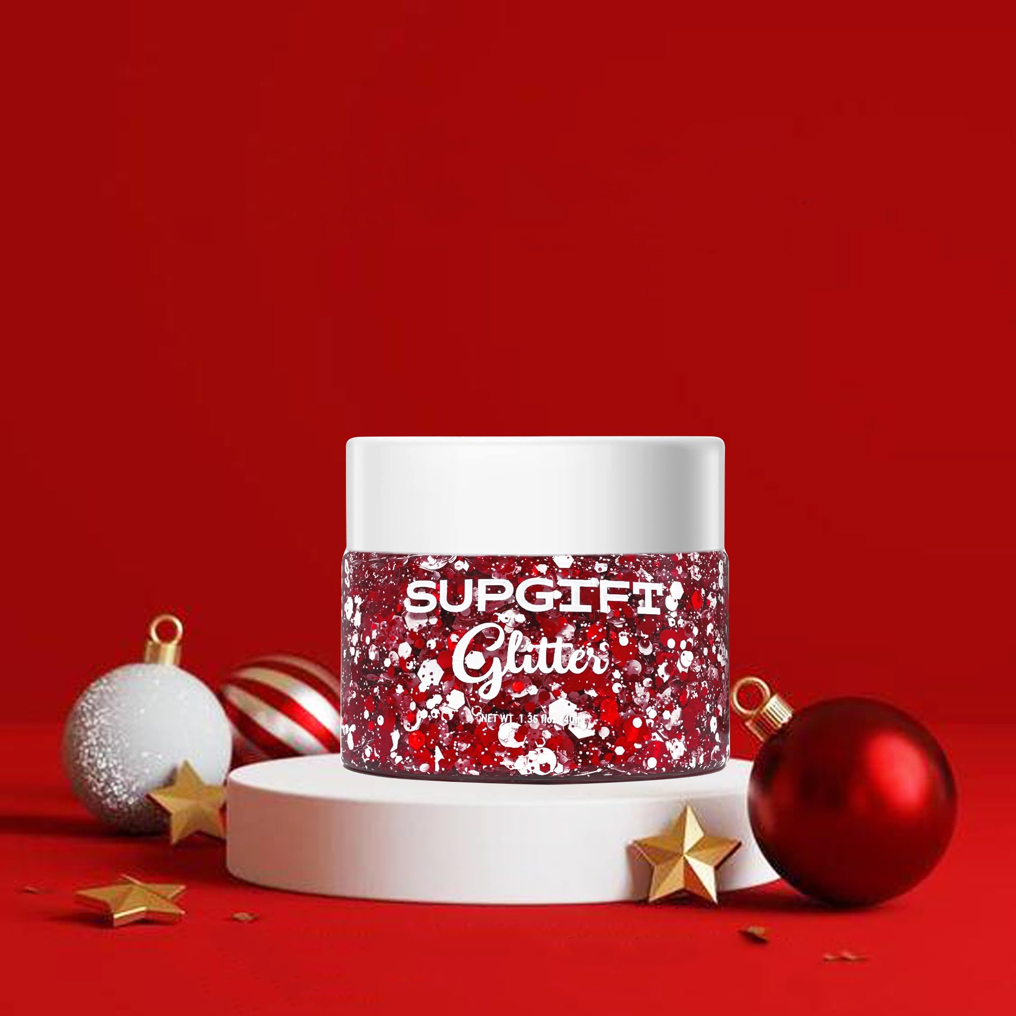 SUPGIFT Christmas Glitter Gel – 4 Colors, 8.5oz, Holographic Mermaid Iridescent Sequins