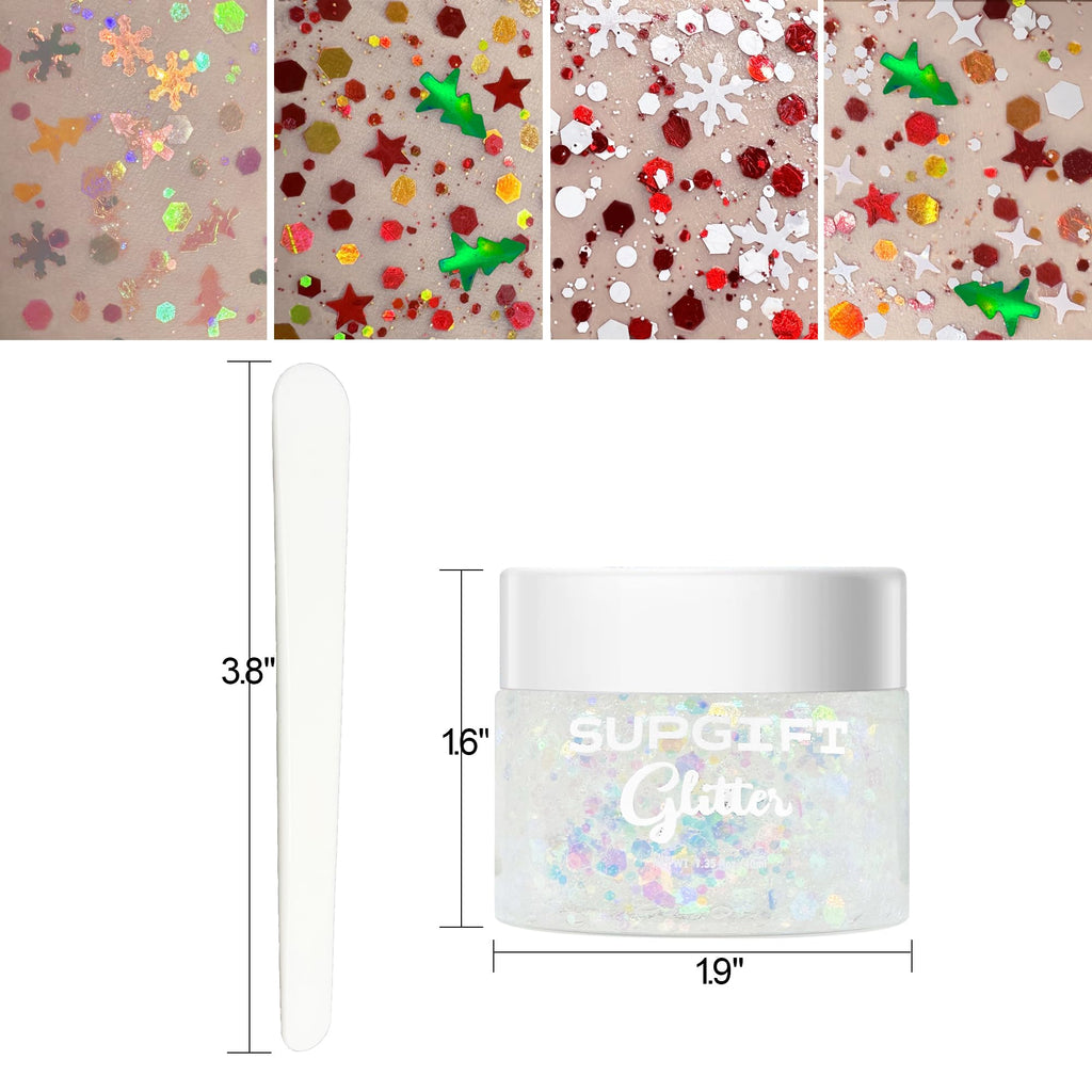 SUPGIFT Christmas Glitter Gel – 4 Colors, 8.5oz, Holographic Mermaid Iridescent Sequins