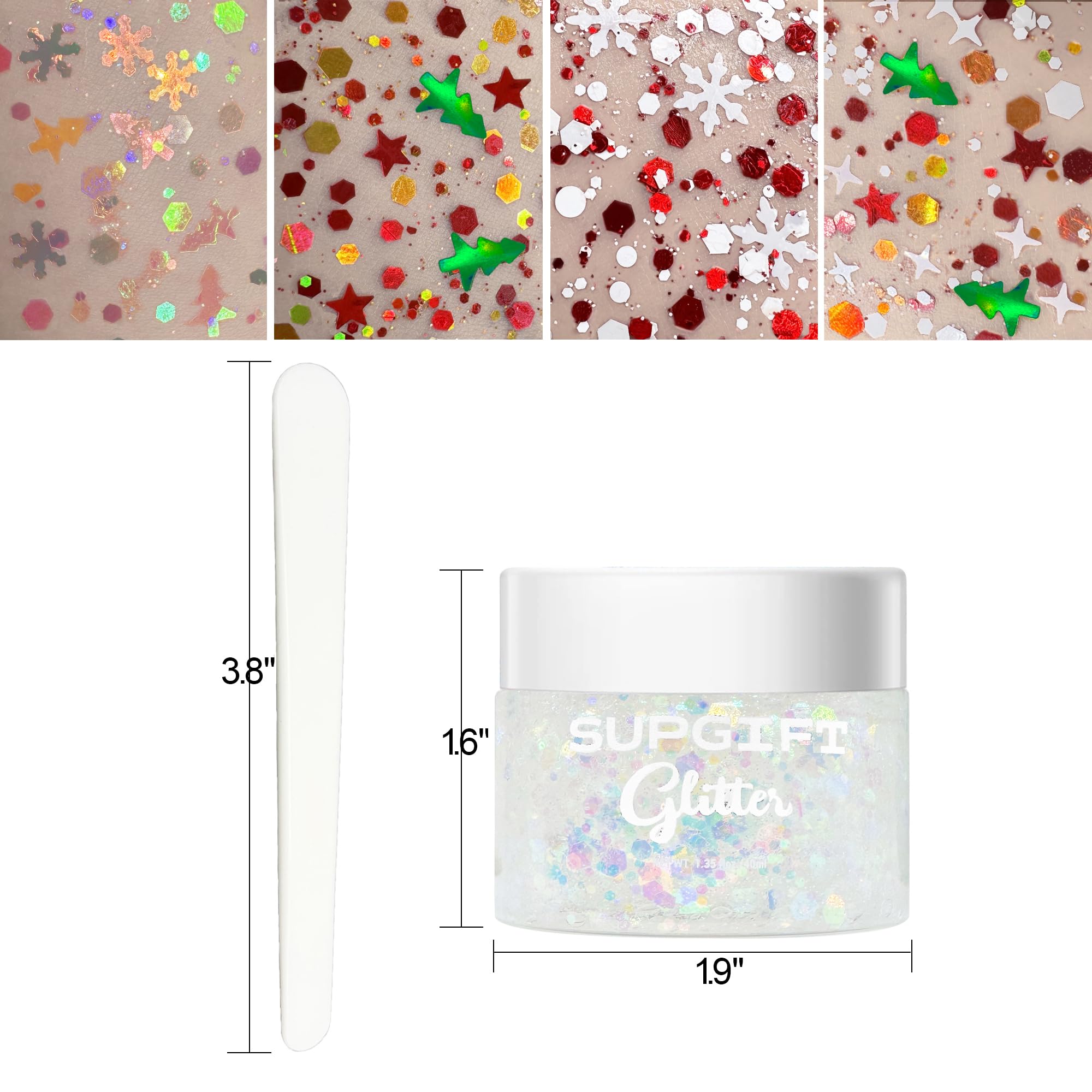 SUPGIFT Christmas Glitter Gel – 4 Colors, 8.5oz, Holographic Mermaid Iridescent Sequins