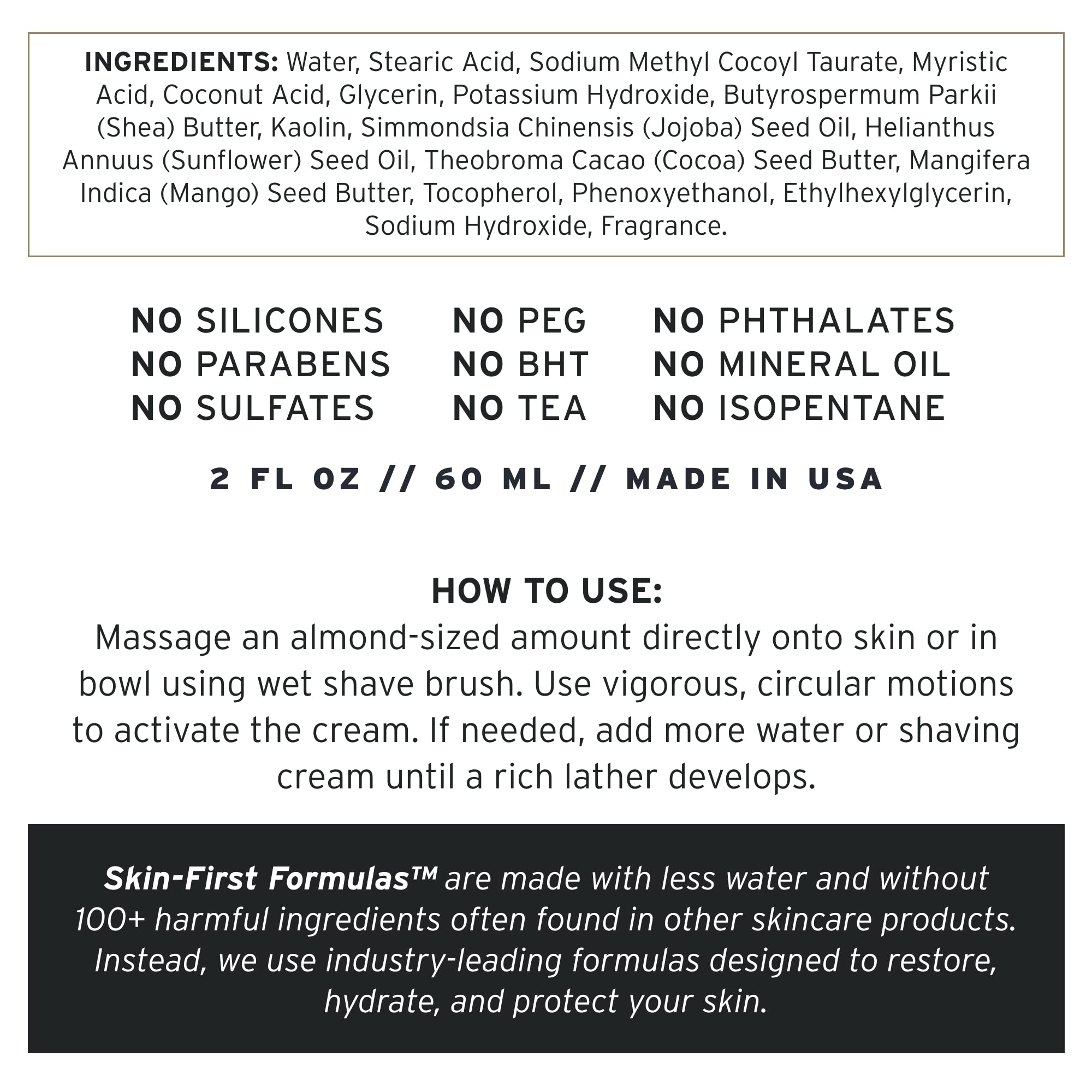 SUPPLY Ultra Lather Shaving Cream Fragrance Free – Hypoallergenic for Men, 3.4 oz Jar