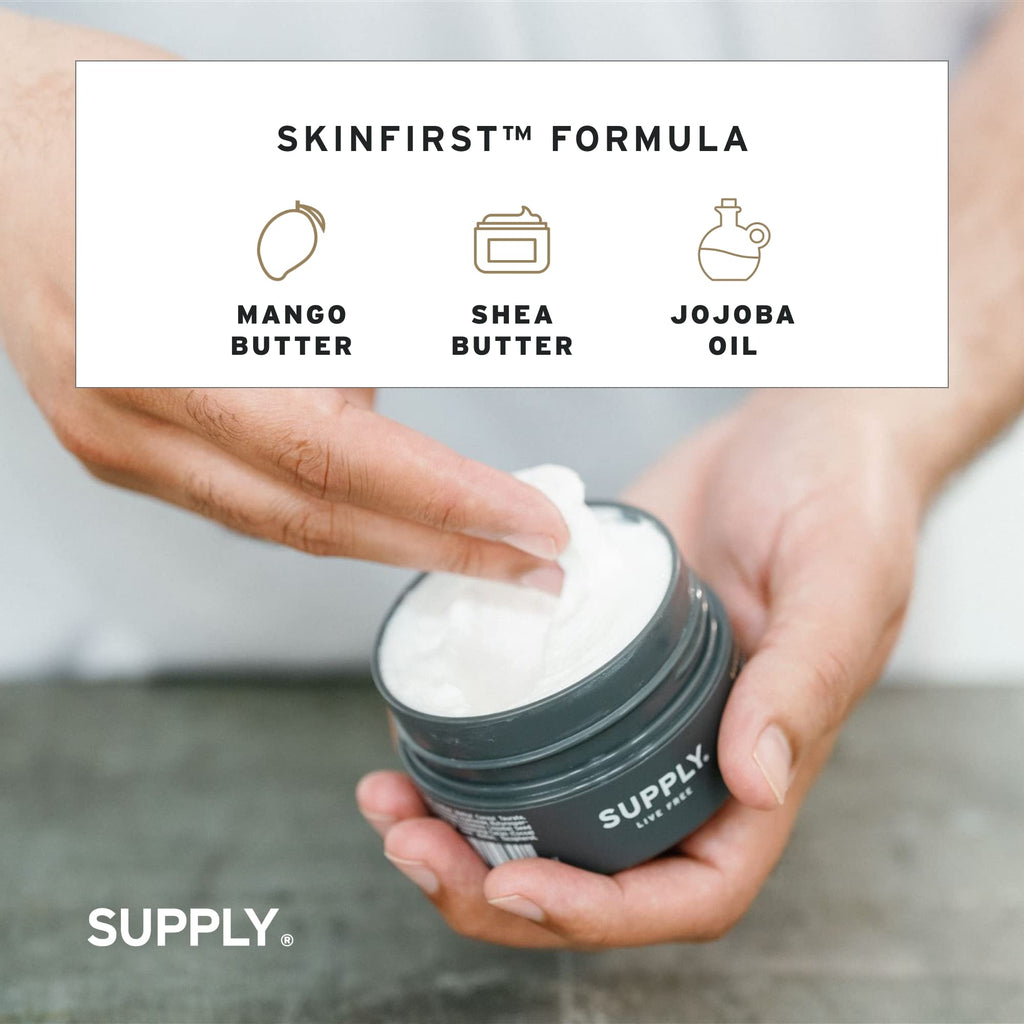 SUPPLY Ultra Lather Shaving Cream Fragrance Free – Hypoallergenic for Men, 3.4 oz Jar
