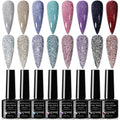 SUPWEE Reflective Gel Polish Set — 8 Diamond Glitter UV Gel Nail Polishes (7ml each)