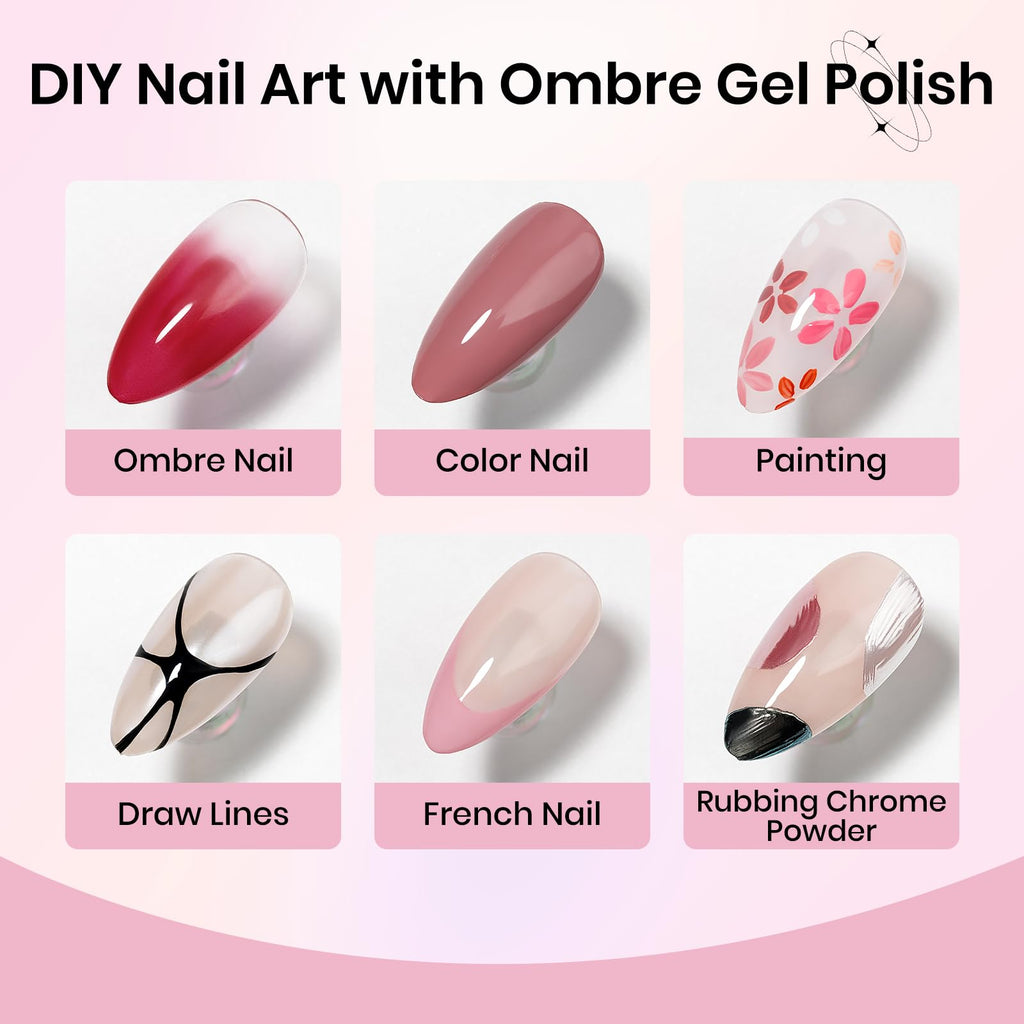 SUPWEE Ombre Gel Nail Polish Kit – 12-Color Gradient Set with Sponges & Tools