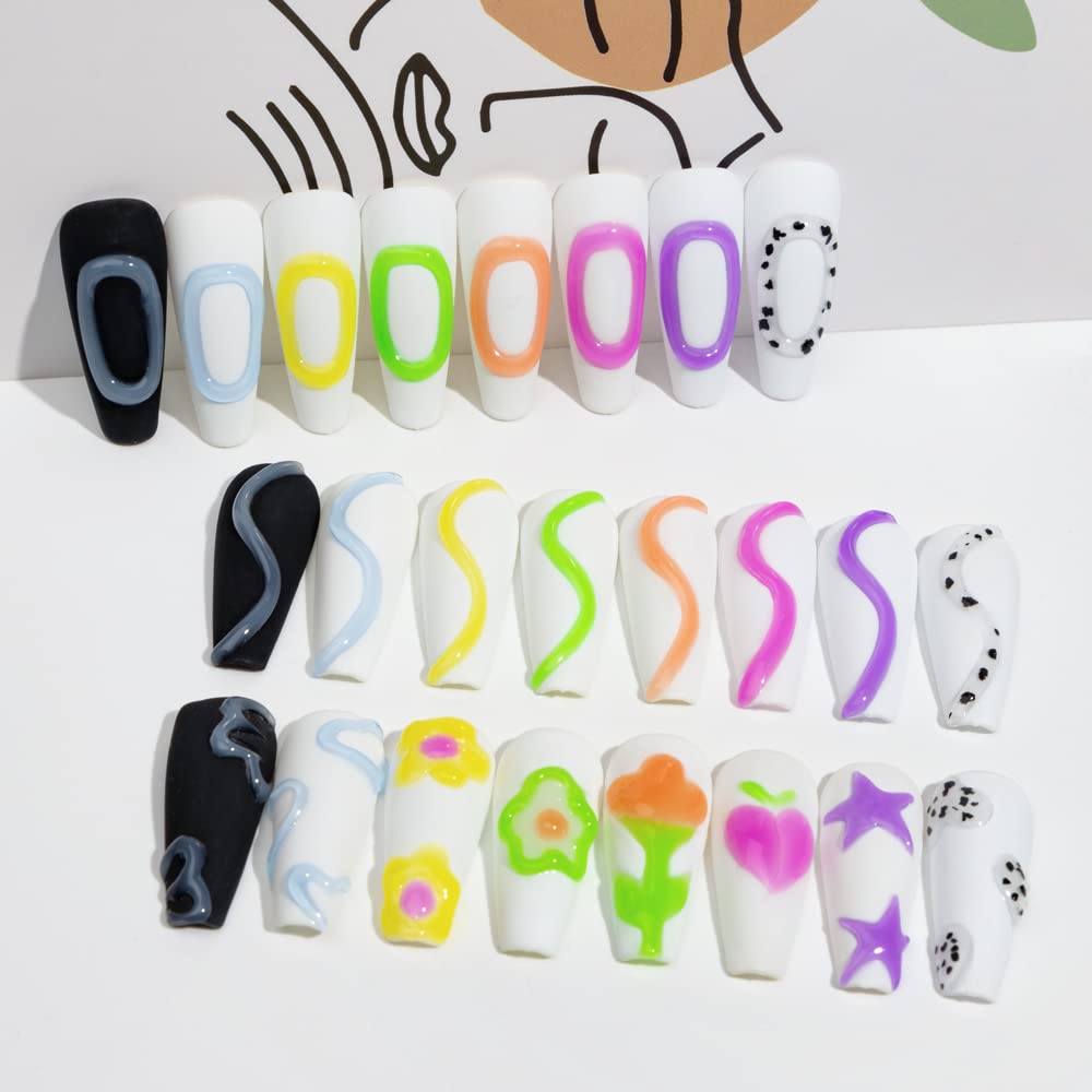 SUPWEE 3D Nail Art Gel Sculpting Kit – 8-Color Embossing Carving Gel for DIY Manicure