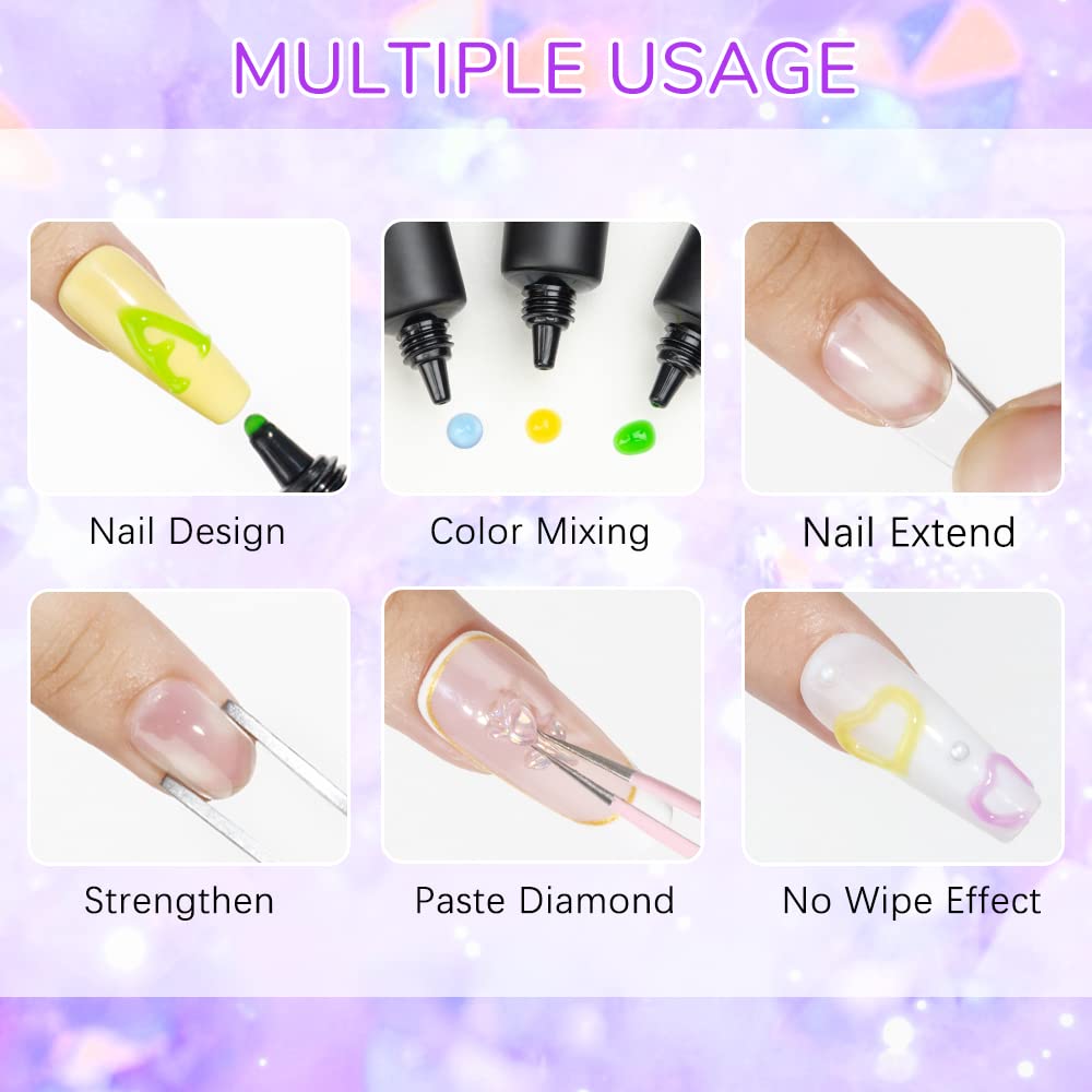 SUPWEE 3D Nail Art Gel Sculpting Kit – 8-Color Embossing Carving Gel for DIY Manicure