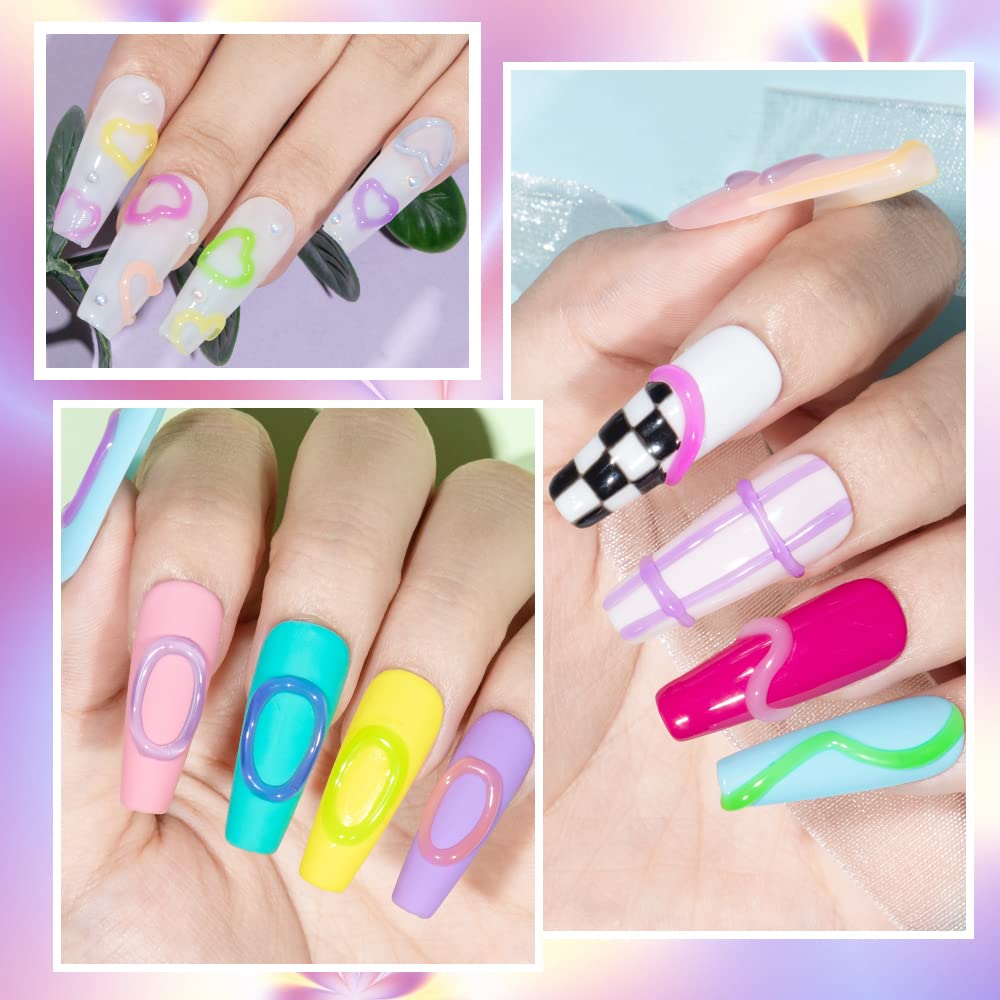SUPWEE 3D Nail Art Gel Sculpting Kit – 8-Color Embossing Carving Gel for DIY Manicure
