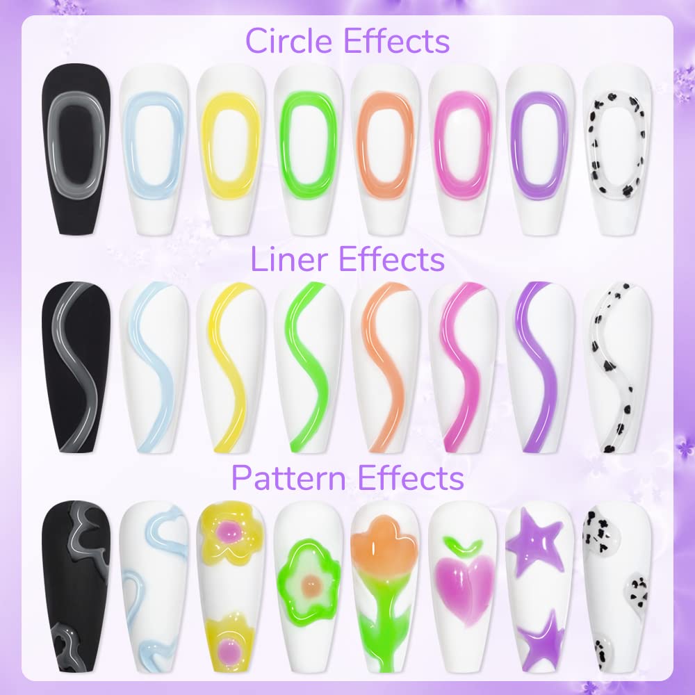 SUPWEE 3D Nail Art Gel Sculpting Kit – 8-Color Embossing Carving Gel for DIY Manicure