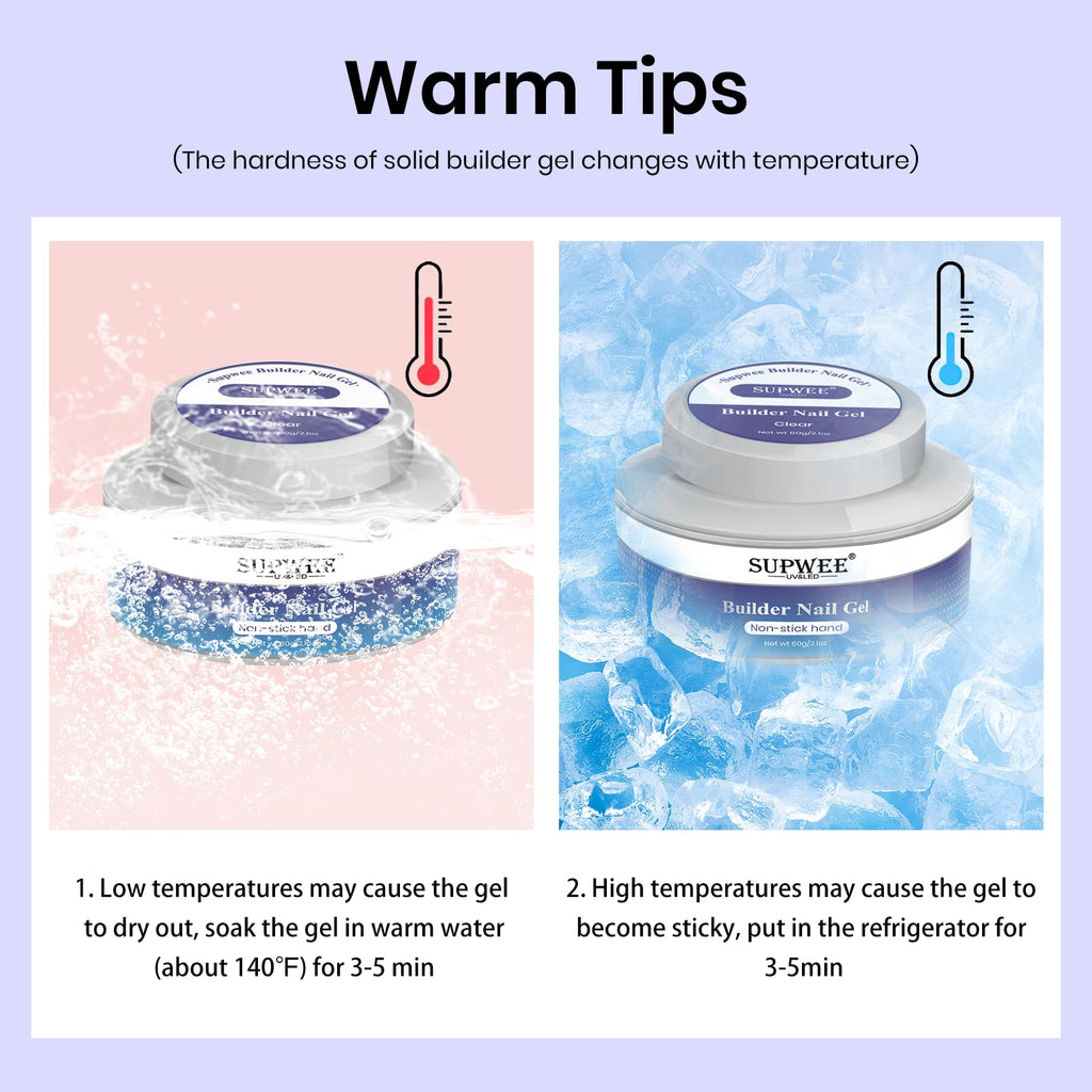 SUPWEE 3D Nail Gel 60G – Clear Builder Gel for Nails, Non-Stick & Long-Lasting