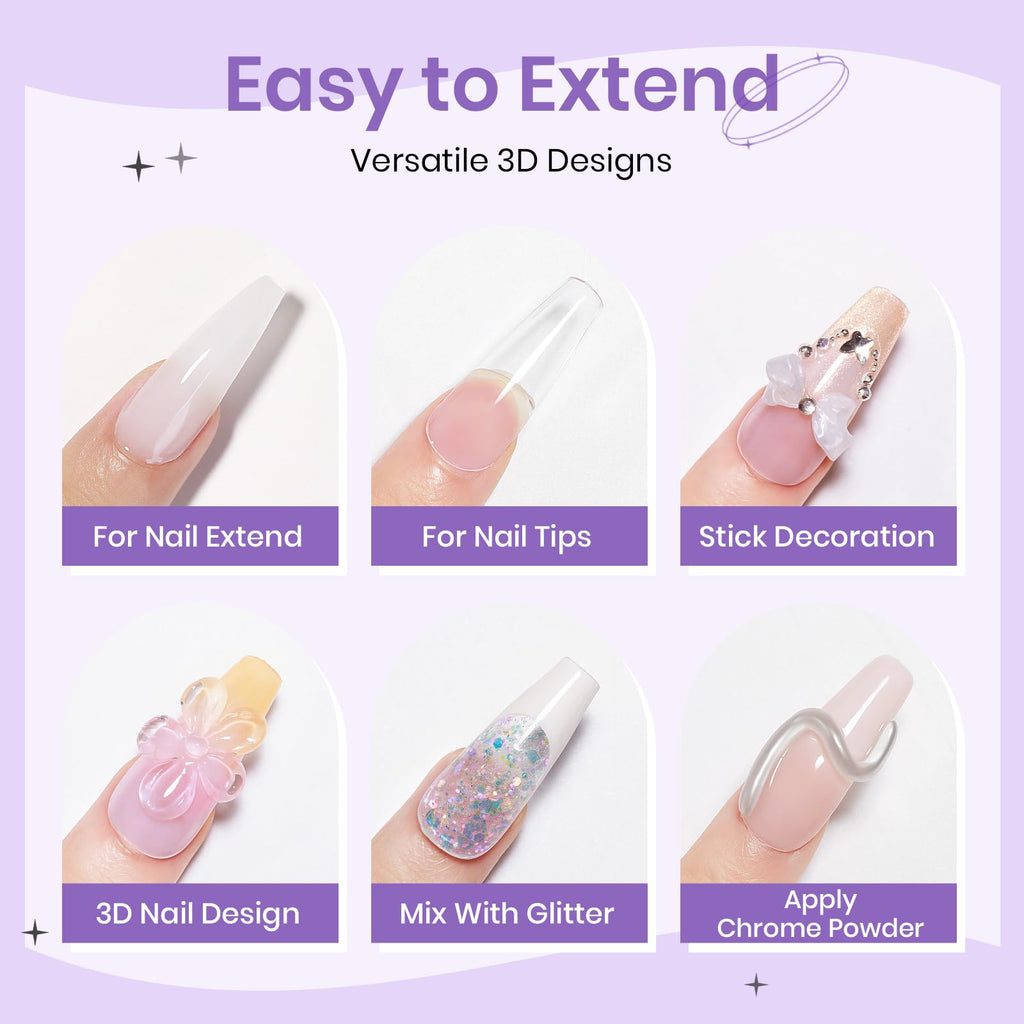 SUPWEE 3D Sculpting Gel Kit for Nails | Non-Stick Builder Gel in Clear, White & Pearl White