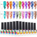 SUPWEE Blooming Watercolor Ink Nail Polish – Marble/Flower Bloom, 12 Colors, 7ml