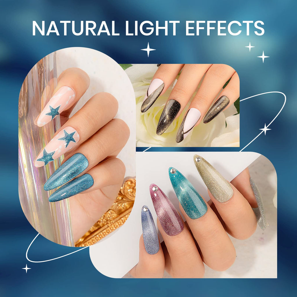 SUPWEE Reflective Cat Eye Gel Polish Set - 12 Colors with Magnet, 7ml Each