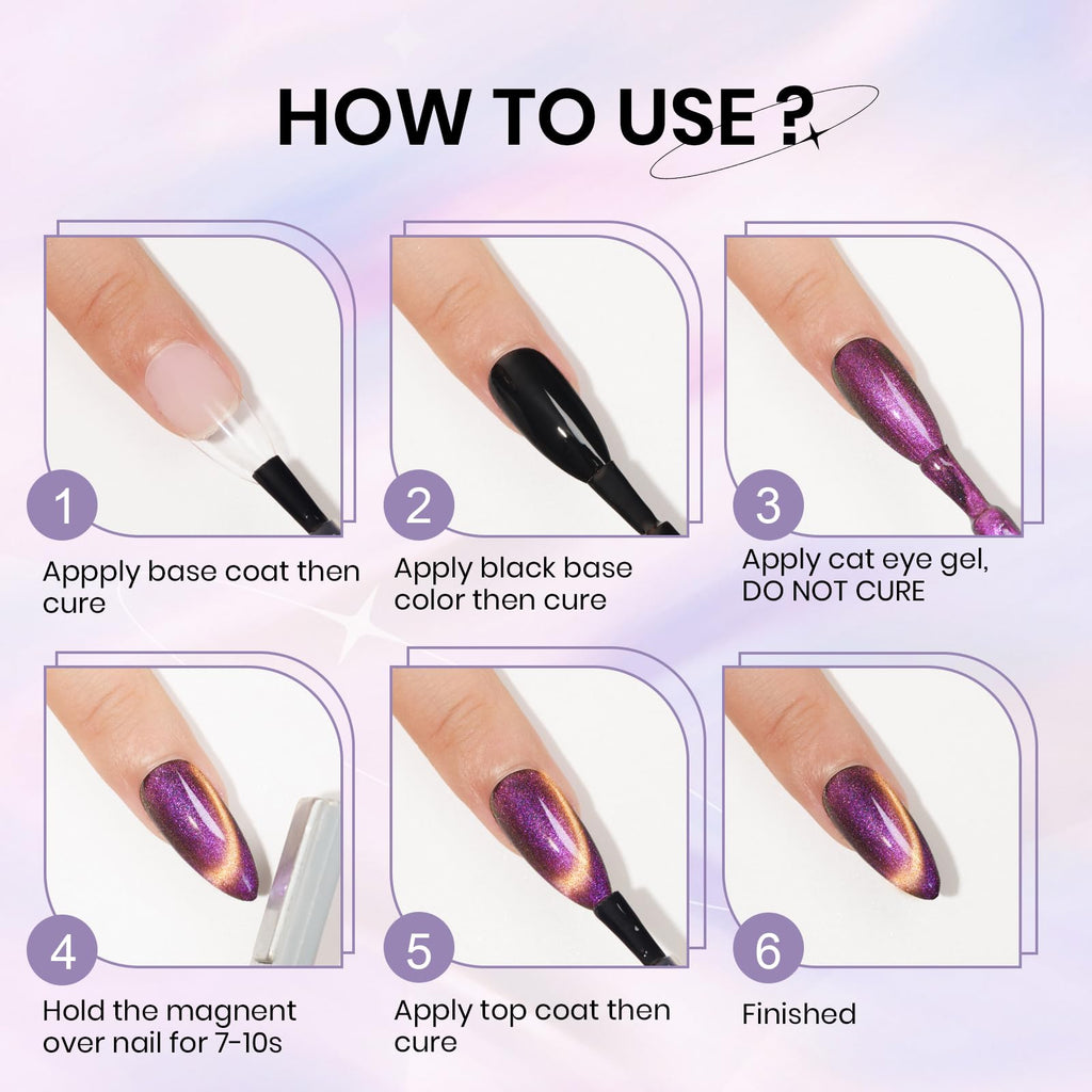 SUPWEE 12-Color Cat Eye Gel Polish Kit with Magnetic Stick – Galaxy Cat Eye Nails for DIY Home Manicure
