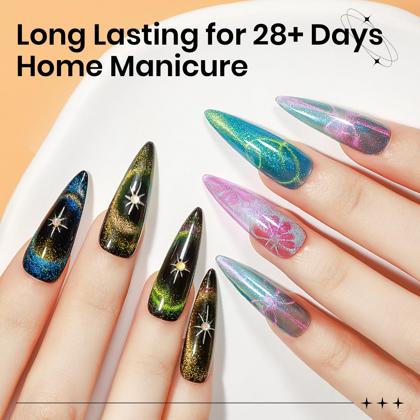 SUPWEE Cat Eye Gel Polish Kit — 12 Magnetic Colors with Stick for Galaxy Cat Eye Nails