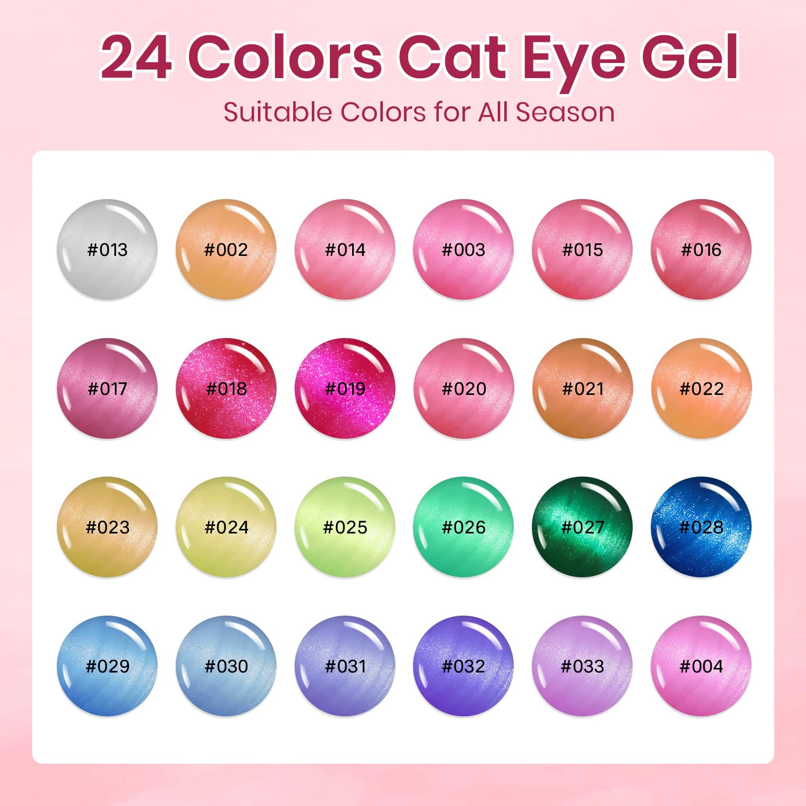 SUPWEE 24 Colors Cat Eye Gel Nail Polish Set — Magnetic Cat Eye Gels for DIY Home Manicure