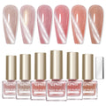 SUPWEE Cat Eye Magnetic Nail Polish Set – Quick-Dry Nude Pink Glitter, No UV Lamp
