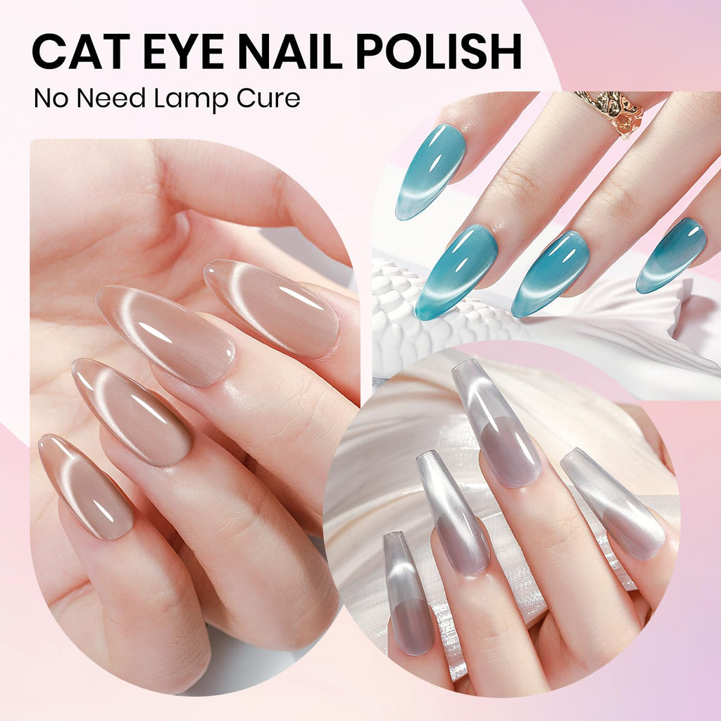 SUPWEE Cat Eye Nail Polish Set – 6 Quick-Dry Magnetic Lacquers for salon-worthy cat eye nails