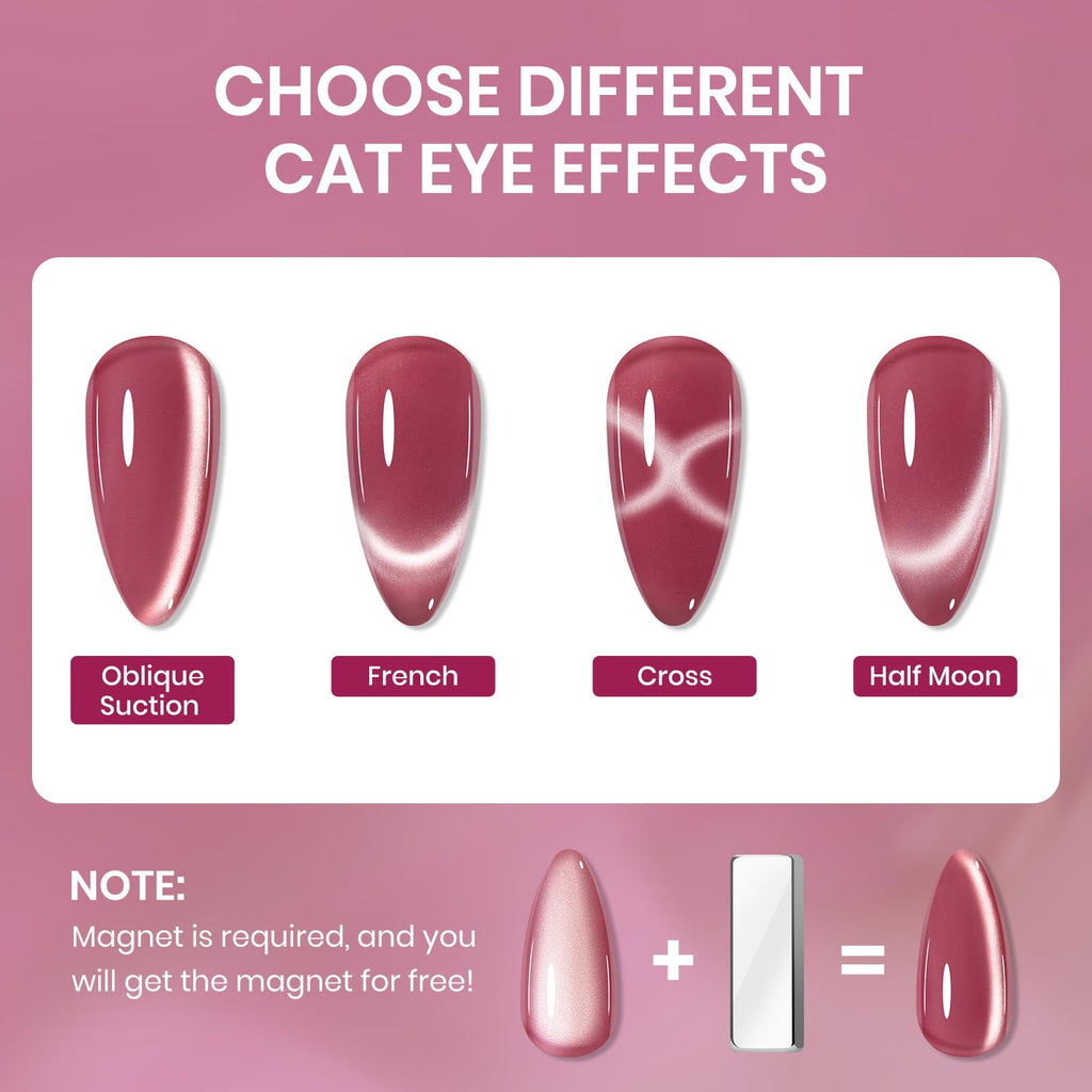 SUPWEE Cat Eye Nail Polish Set – 6 Quick-Dry Magnetic Lacquers for salon-worthy cat eye nails