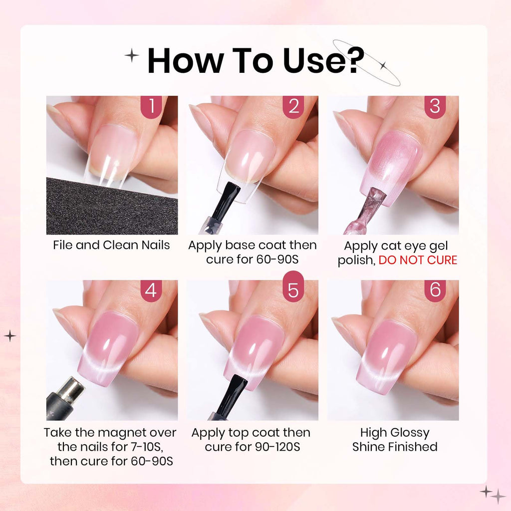 SUPWEE Cat Eye Gel Nail Polish Set – 6 Magnetic Colors, UV Lamp Cured